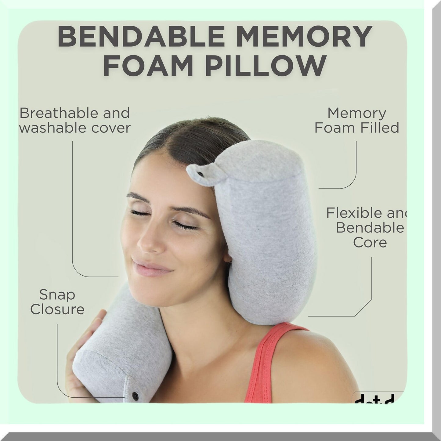 Memory Twist Travel Pillow - Neck, Chin, Lumbar & Leg Support - Sleeping Airplane Pillow for Side, Stomach & Back Sleepers - Adjustable Bendable Roll Pillow