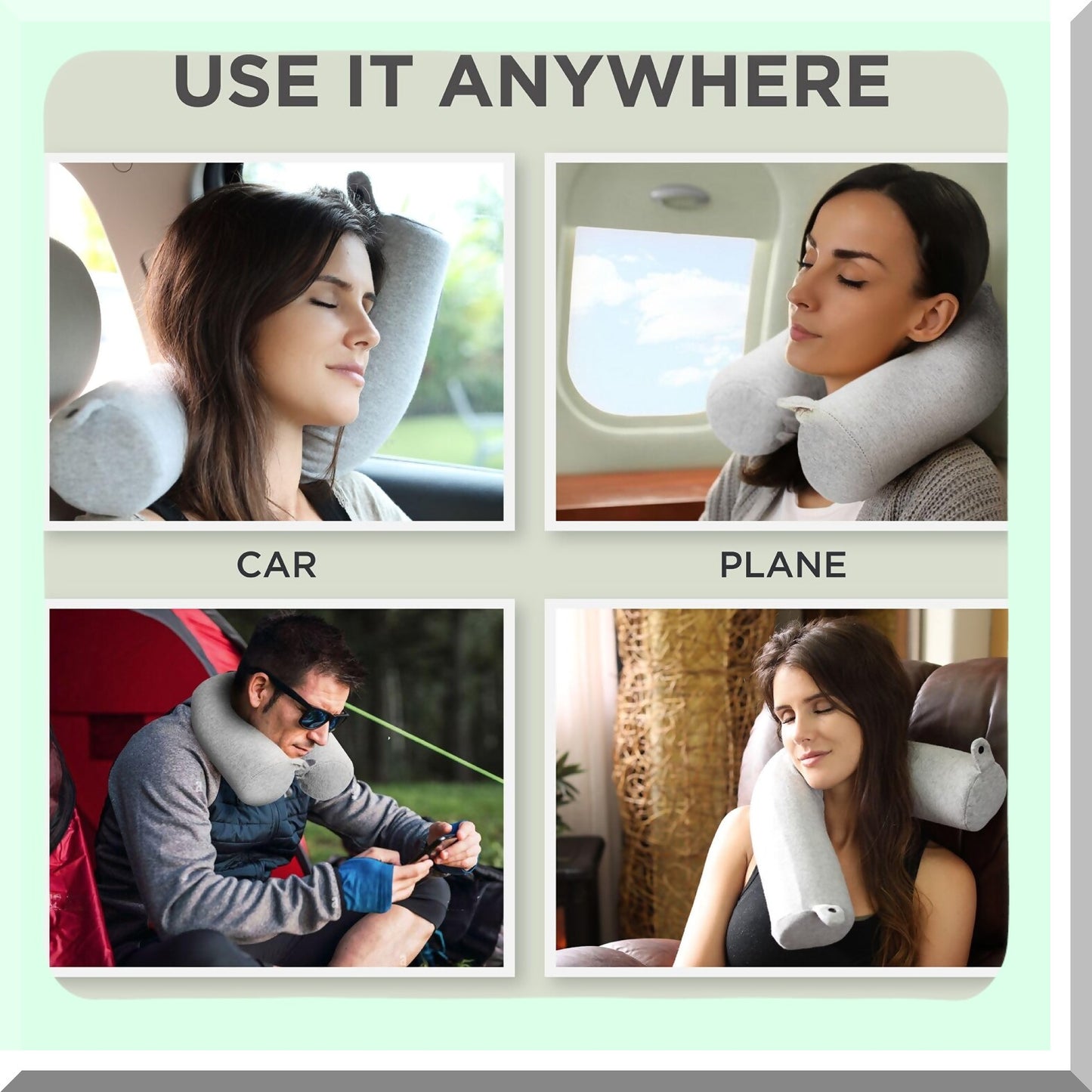Memory Twist Travel Pillow - Neck, Chin, Lumbar & Leg Support - Sleeping Airplane Pillow for Side, Stomach & Back Sleepers - Adjustable Bendable Roll Pillow