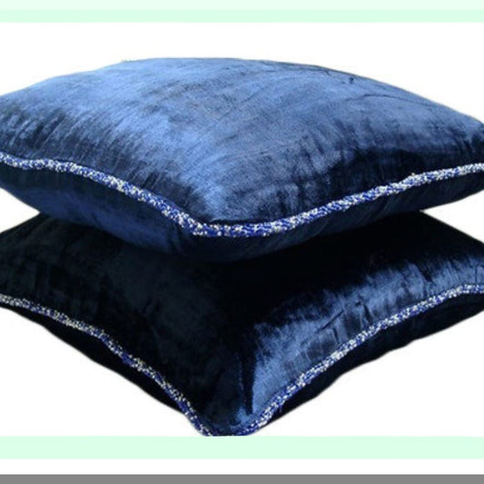 Navy Velvet Euro Shimmer - 26x26 Inch Decorative Pillow Cover - Solid Color Contemporary European Pillow Case - 65x65 cm Navy Blue Pillow Sham