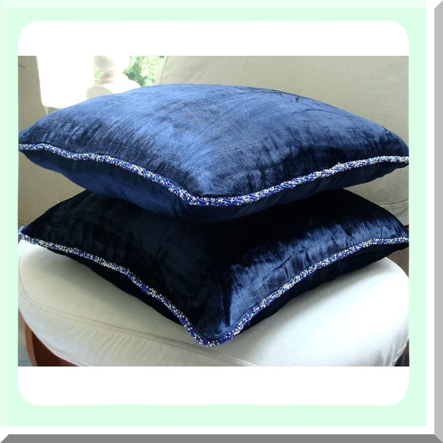 Navy Velvet Euro Shimmer - 26x26 Inch Decorative Pillow Cover - Solid Color Contemporary European Pillow Case - 65x65 cm Navy Blue Pillow Sham
