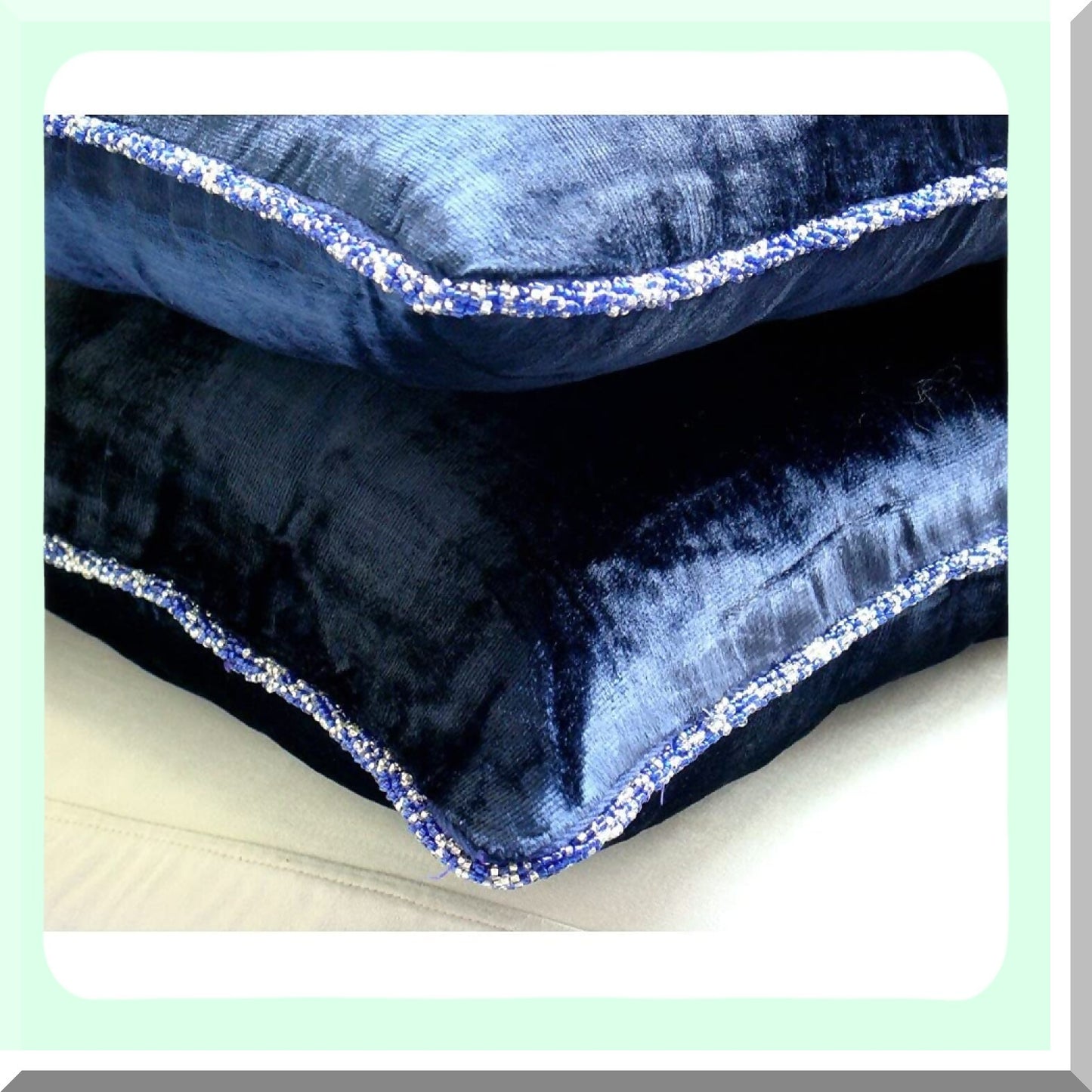 Navy Velvet Euro Shimmer - 26x26 Inch Decorative Pillow Cover - Solid Color Contemporary European Pillow Case - 65x65 cm Navy Blue Pillow Sham