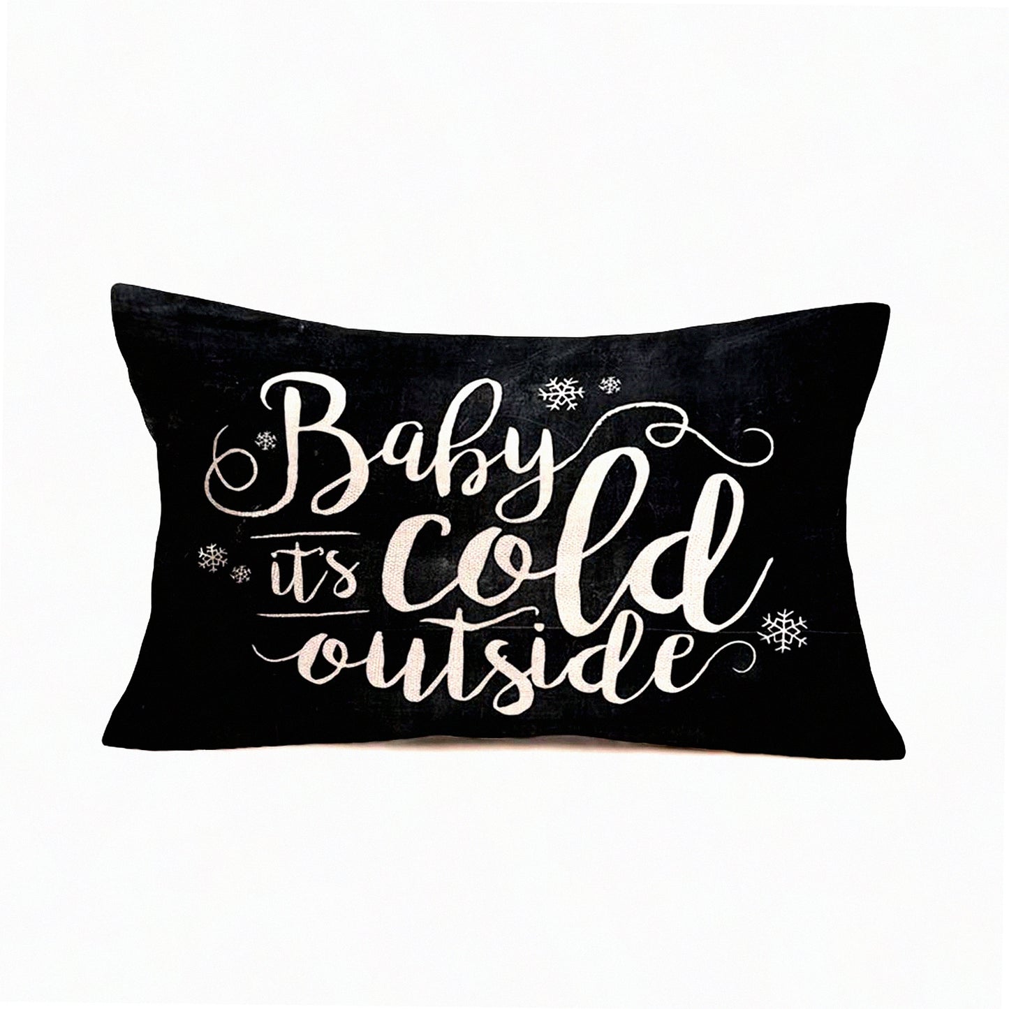 Winter Wonderland Chalkboard Snowflake Pillow Covers - 12x20 Inch Cotton Linen Cushion Cover for Couch - Hand Lettering Black and White Decor
