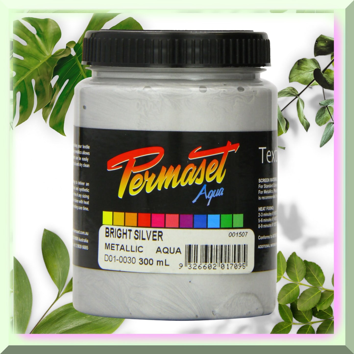 AquaGlow 300ml Bright Silver Fabric Screen Printing Ink