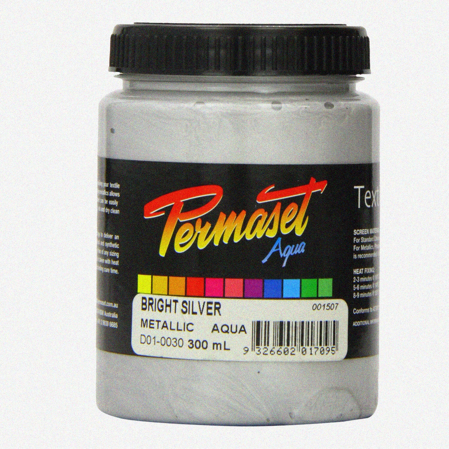 AquaGlow 300ml Bright Silver Fabric Screen Printing Ink