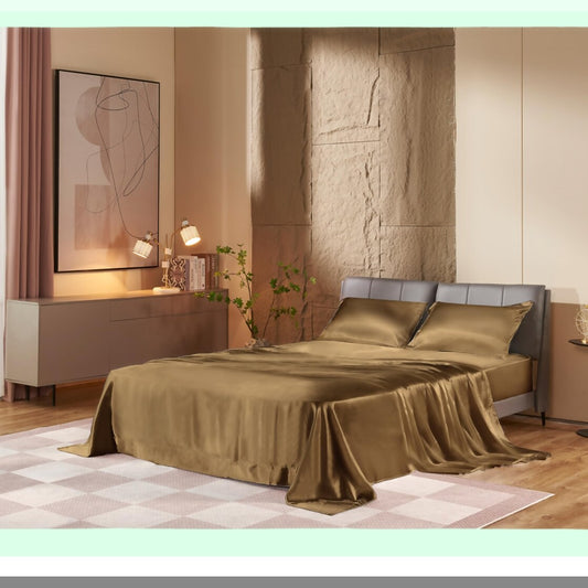 CoolSilk Queen Sheet Set - 4 Piece Breathable Deep Pocket Bed Sheets - HENGWEI Cooling Bedding Set for Queen Size Mattress
