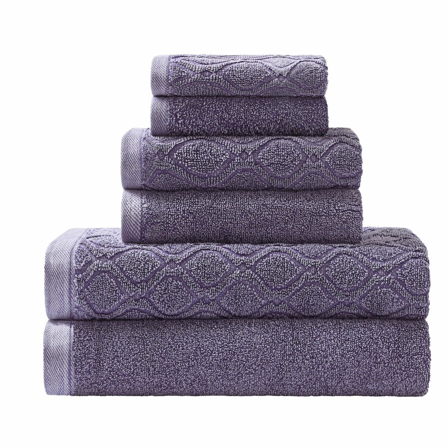 Denim Wash 6-Piece Cotton Towel Set Lilac