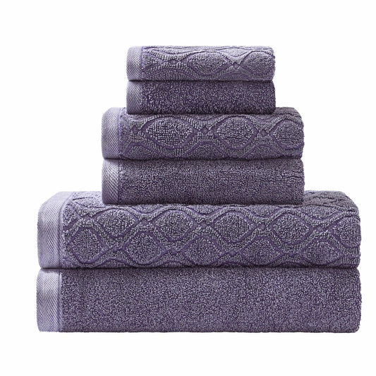 Denim Wash 6-Piece Cotton Towel Set Lilac