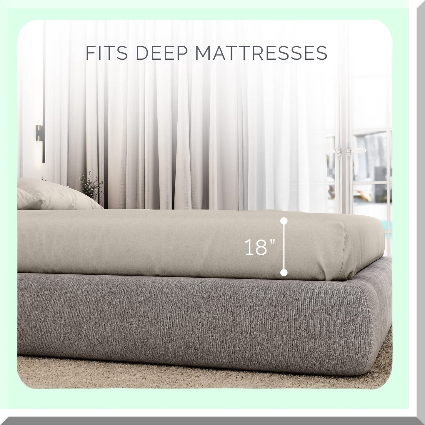Cotton Jersey Queen Size Fitted Sheet Set - 60 x 80 Inches - 18 Inch Deep Pocket - 2 Pillowcases - Soft & Breathable - Bedding Set for Queen Mattress