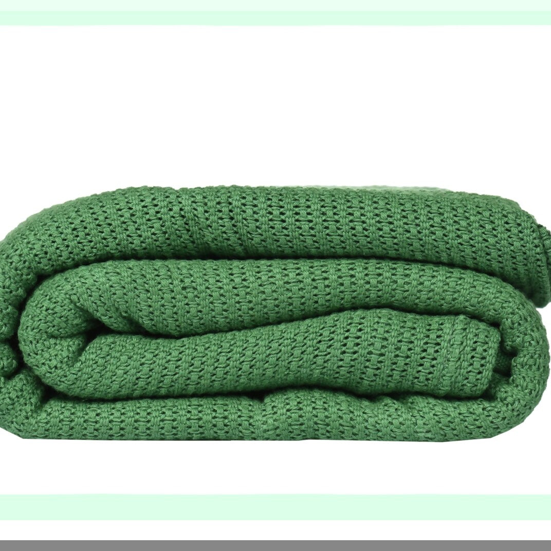 CozyLuxe Hunter Green Cotton Blanket - Queen Size, Lightweight, Warm, Extra-Fluffy, Premium Soft and Durable Bed Blanket for All Seasons