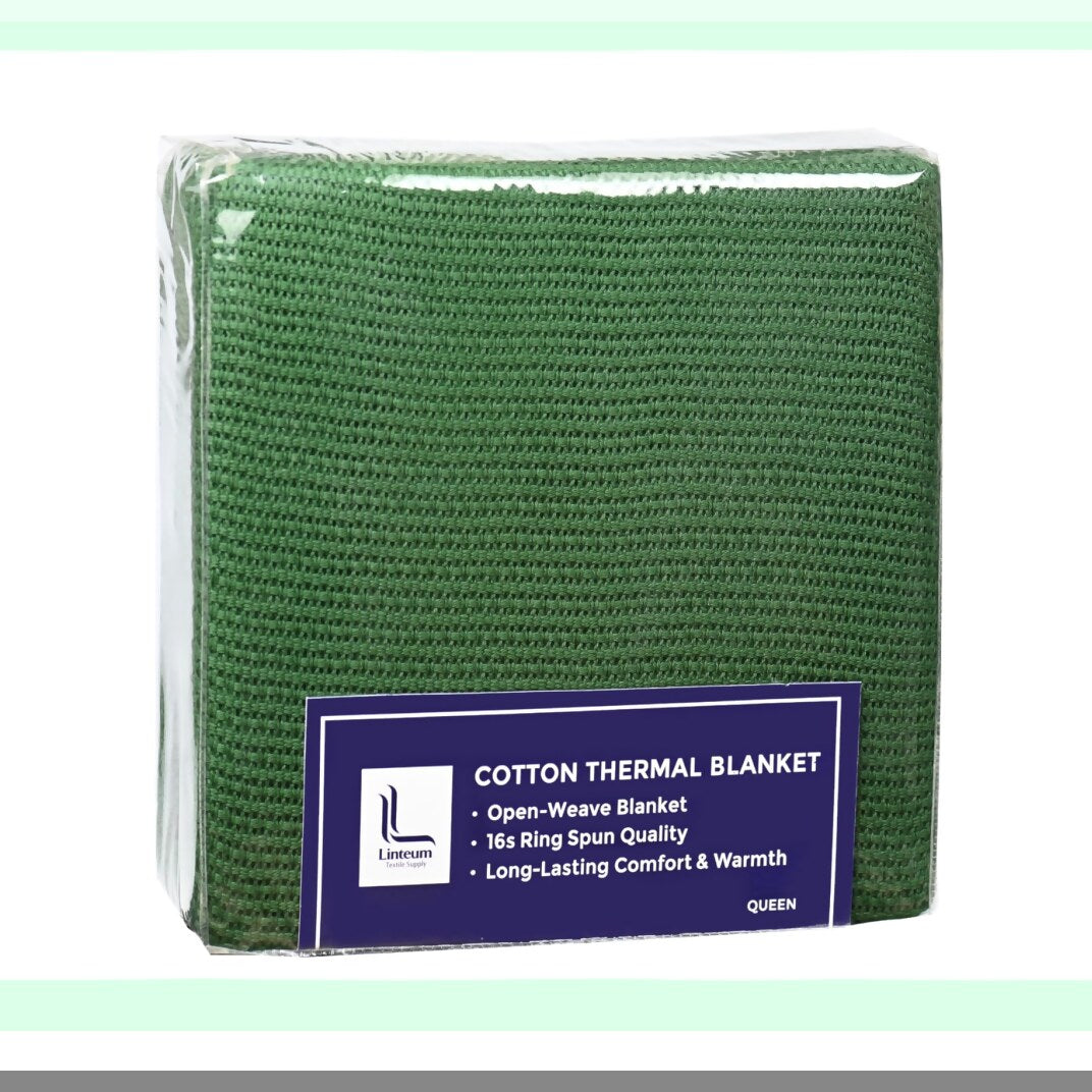 CozyLuxe Hunter Green Cotton Blanket - Queen Size, Lightweight, Warm, Extra-Fluffy, Premium Soft and Durable Bed Blanket for All Seasons