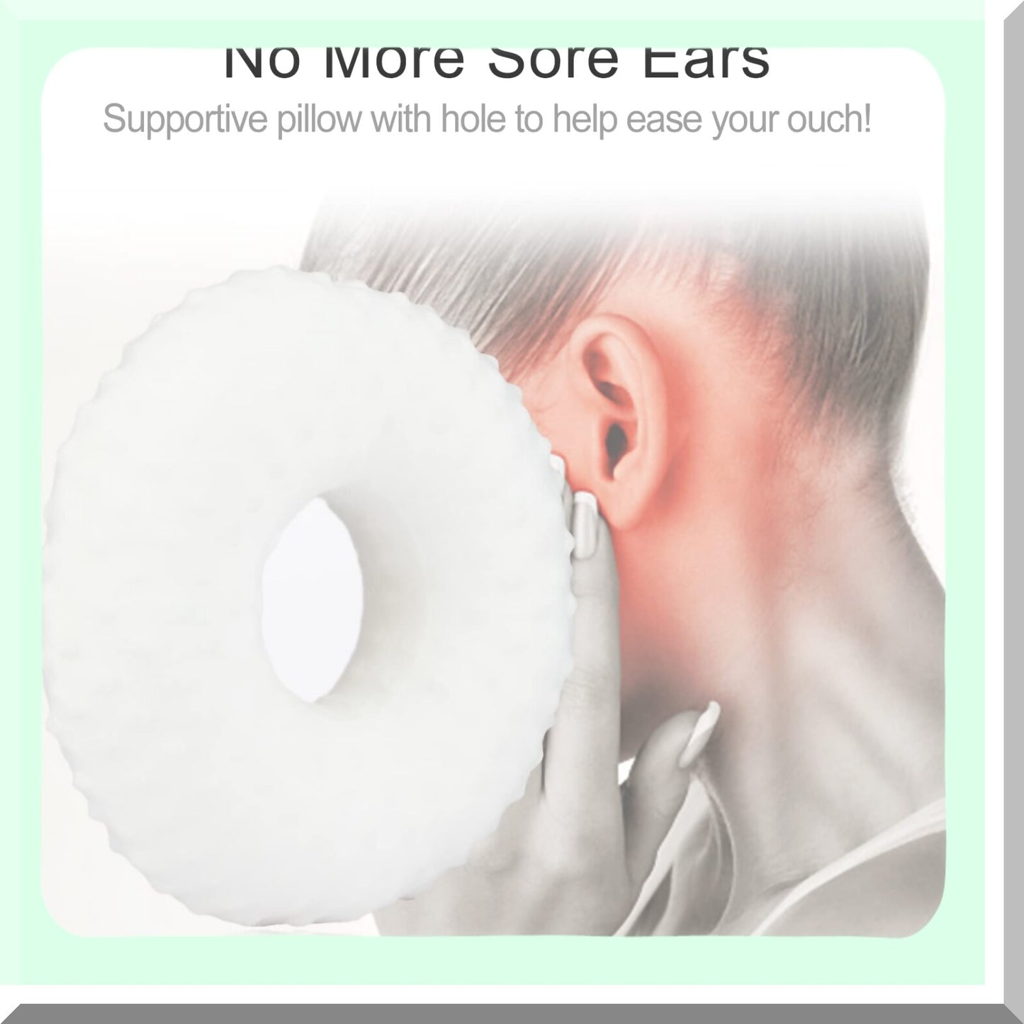 SideSleep Ease Pillow - Ear Pain Relief & Pressure Sores Prevention - O-Shaped Donut Guard for Side Sleepers - Minky Dot White - CHN Design