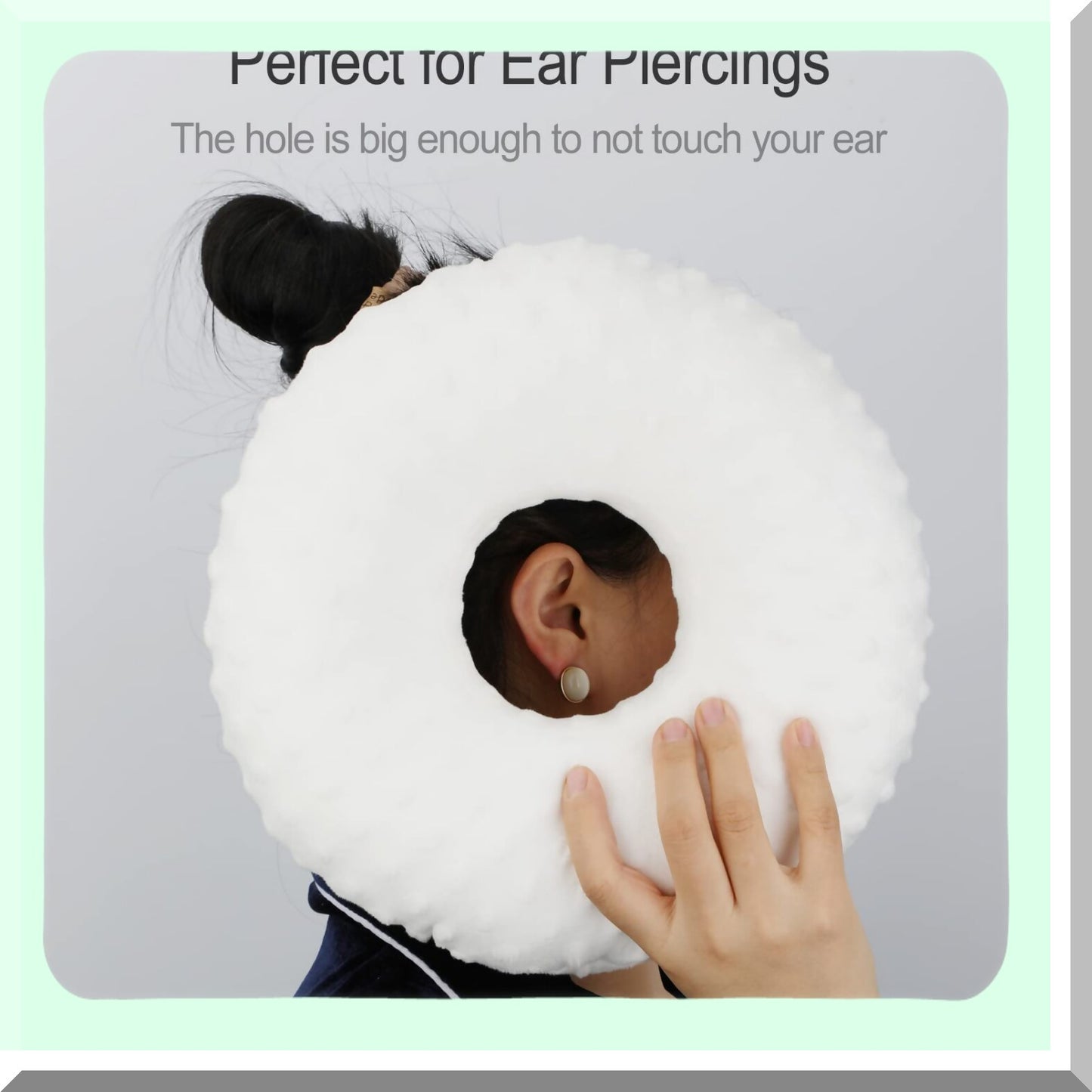SideSleep Ease Pillow - Ear Pain Relief & Pressure Sores Prevention - O-Shaped Donut Guard for Side Sleepers - Minky Dot White - CHN Design