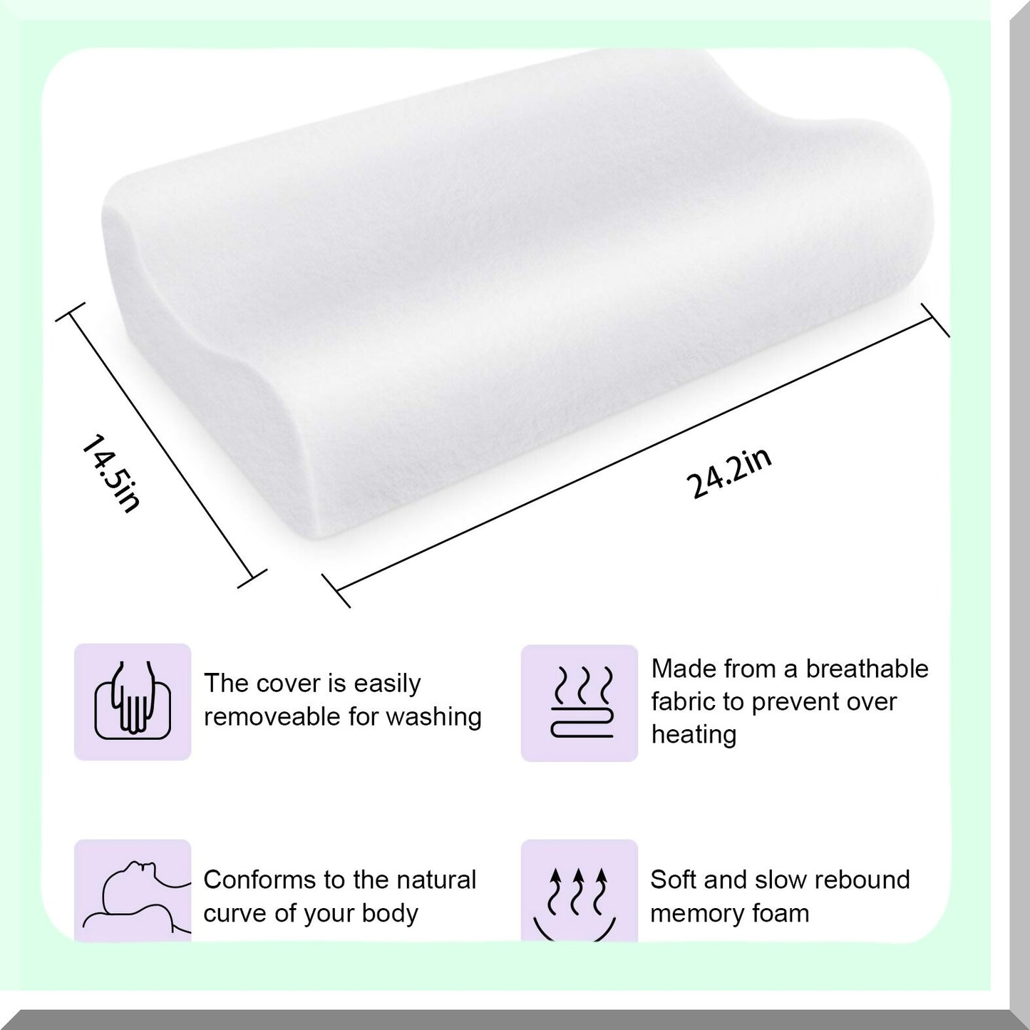 OrthoSleep Queen Memory Foam Contour Pillow - Neck & Cervical Support for Back, Side, Stomach Sleepers - Hypoallergenic Pillowcase Included