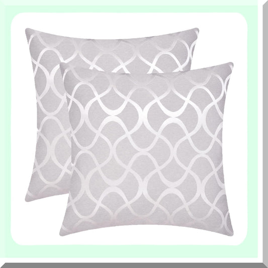 Abstract Waveform Geometric Pillow Covers - Set of 2 Modern Shining Dull Contrast Cushion Shells for Couch Bed Sofa - Farmhouse Decor 20x20 Silver Grey