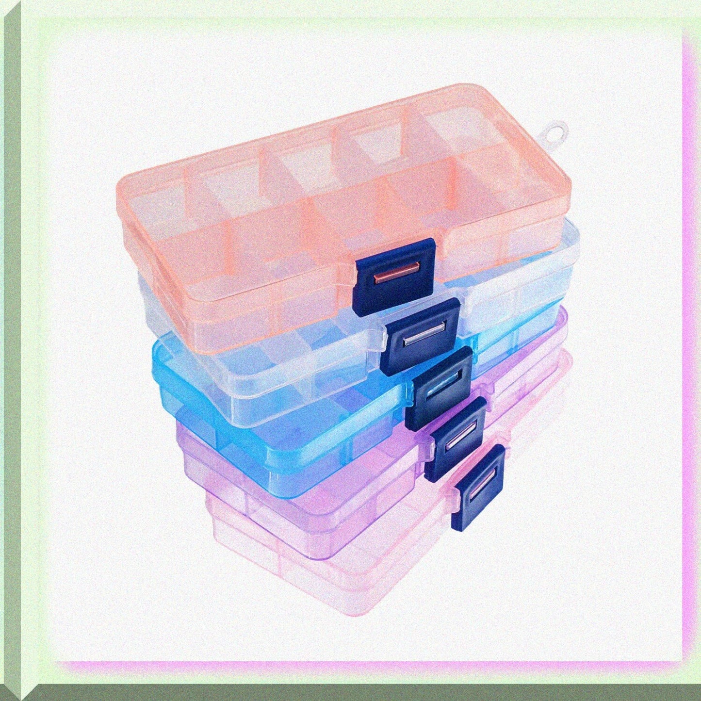 5 Pack Plastic Jewelry Storage Containers with Movable Dividers
