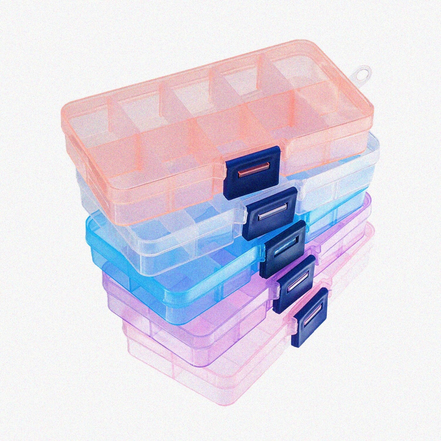 5 Pack Plastic Jewelry Storage Containers with Movable Dividers
