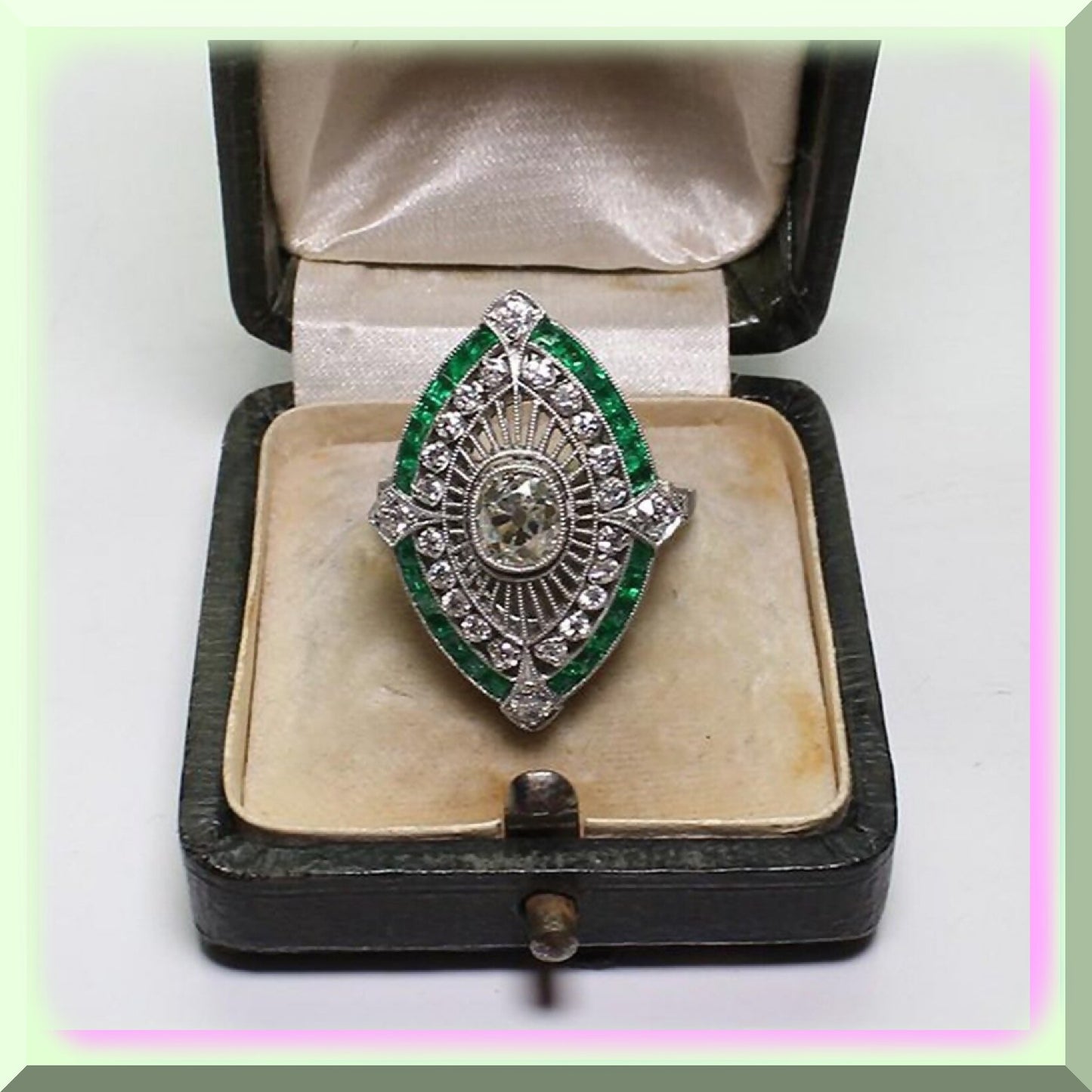 Emerald Eternity Cocktail Ring Size 10 Multi-Colored Gemstone