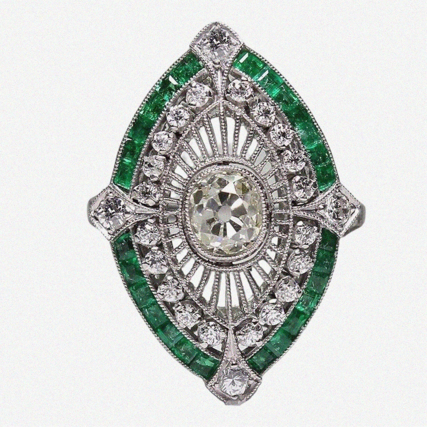 Emerald Eternity Cocktail Ring Size 10 Multi-Colored Gemstone
