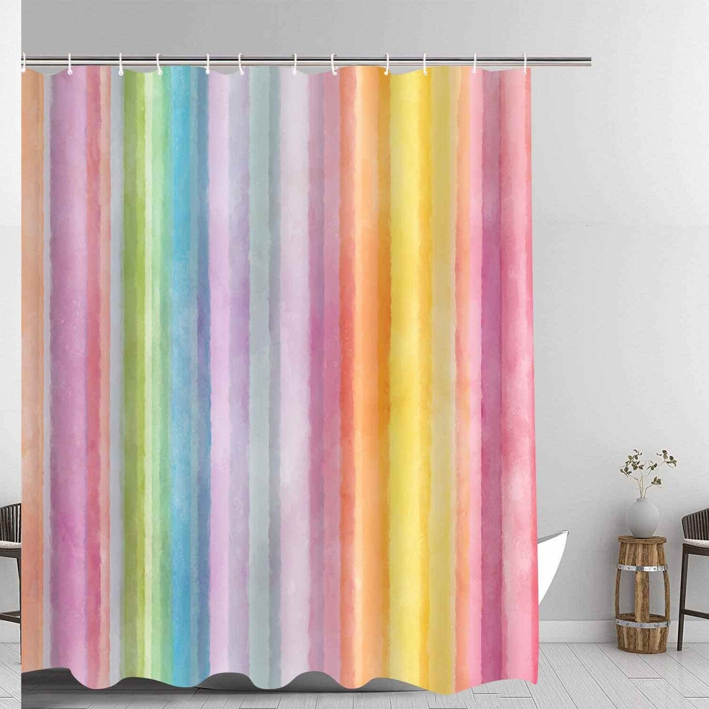 Striped Shower Curtain 71"x72" with Hooks