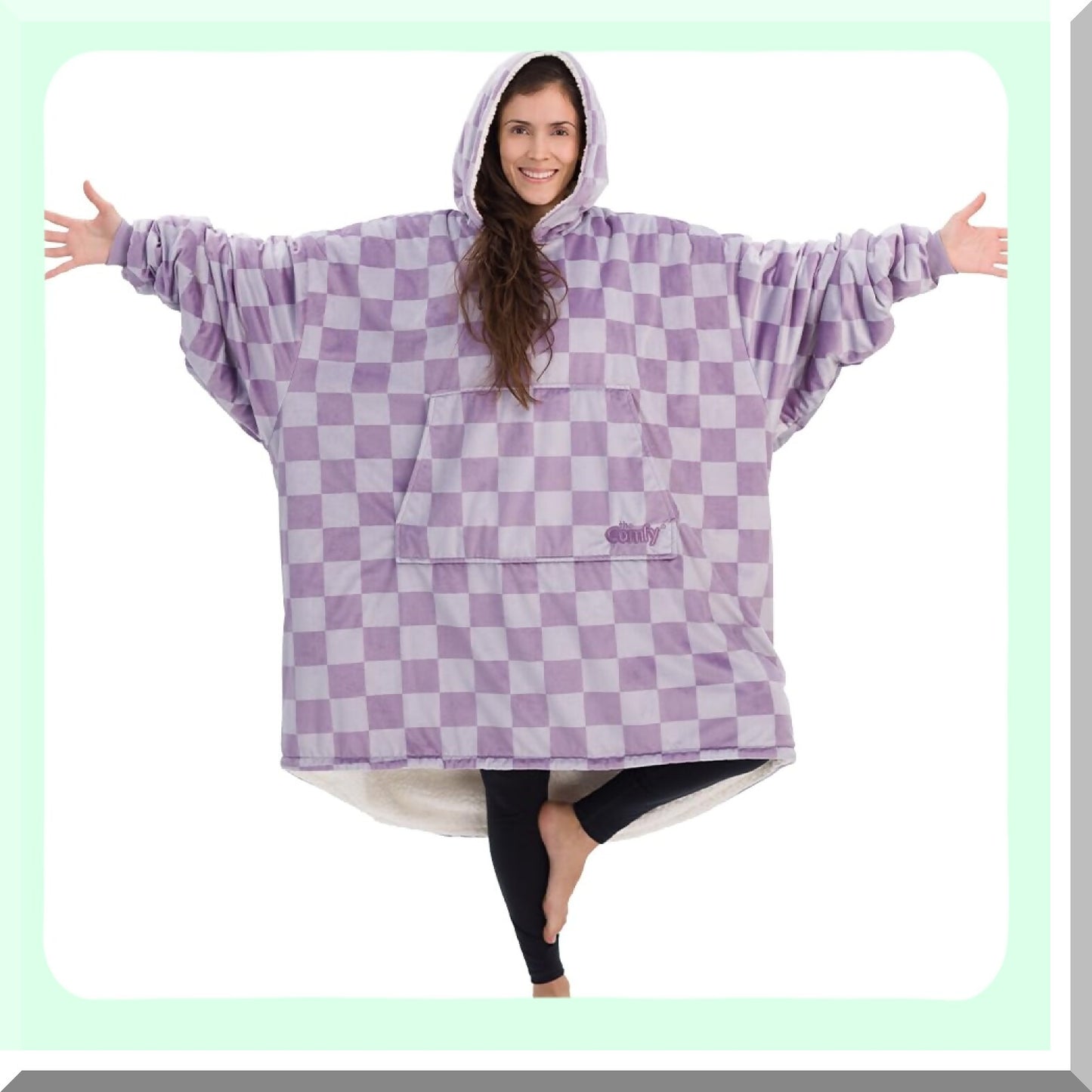 CozyCloud Oversized Microfiber Sherpa Blanket - As Seen On Shark Tank, One Size Fits All, Purple Checkered
