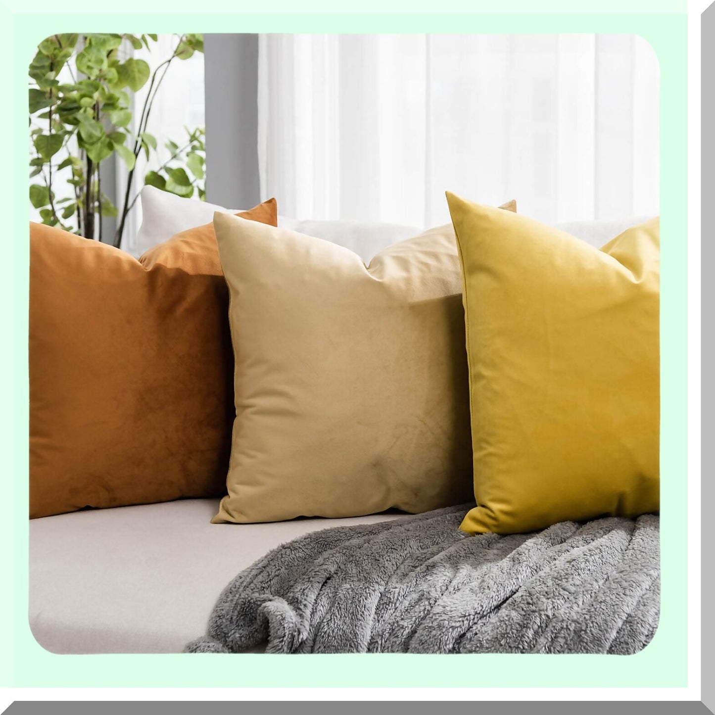 Luxury Velvet Burnt Orange Throw Pillow Covers - Set of 2 28x28 inch - Solid Square Cushion Cases for Sofa Couch Bed - Living Room Decor Zippered Cases