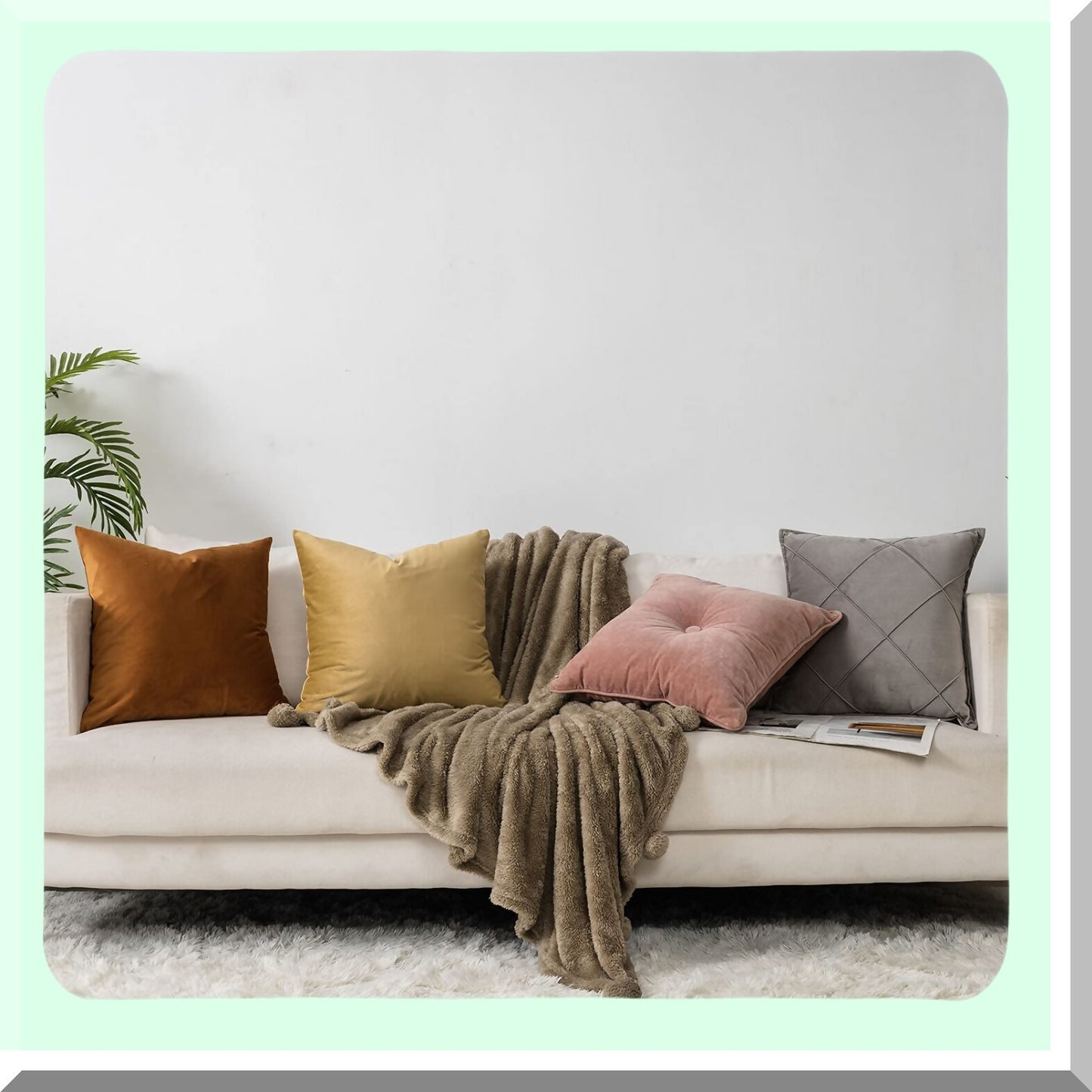 Luxury Velvet Burnt Orange Throw Pillow Covers - Set of 2 28x28 inch - Solid Square Cushion Cases for Sofa Couch Bed - Living Room Decor Zippered Cases