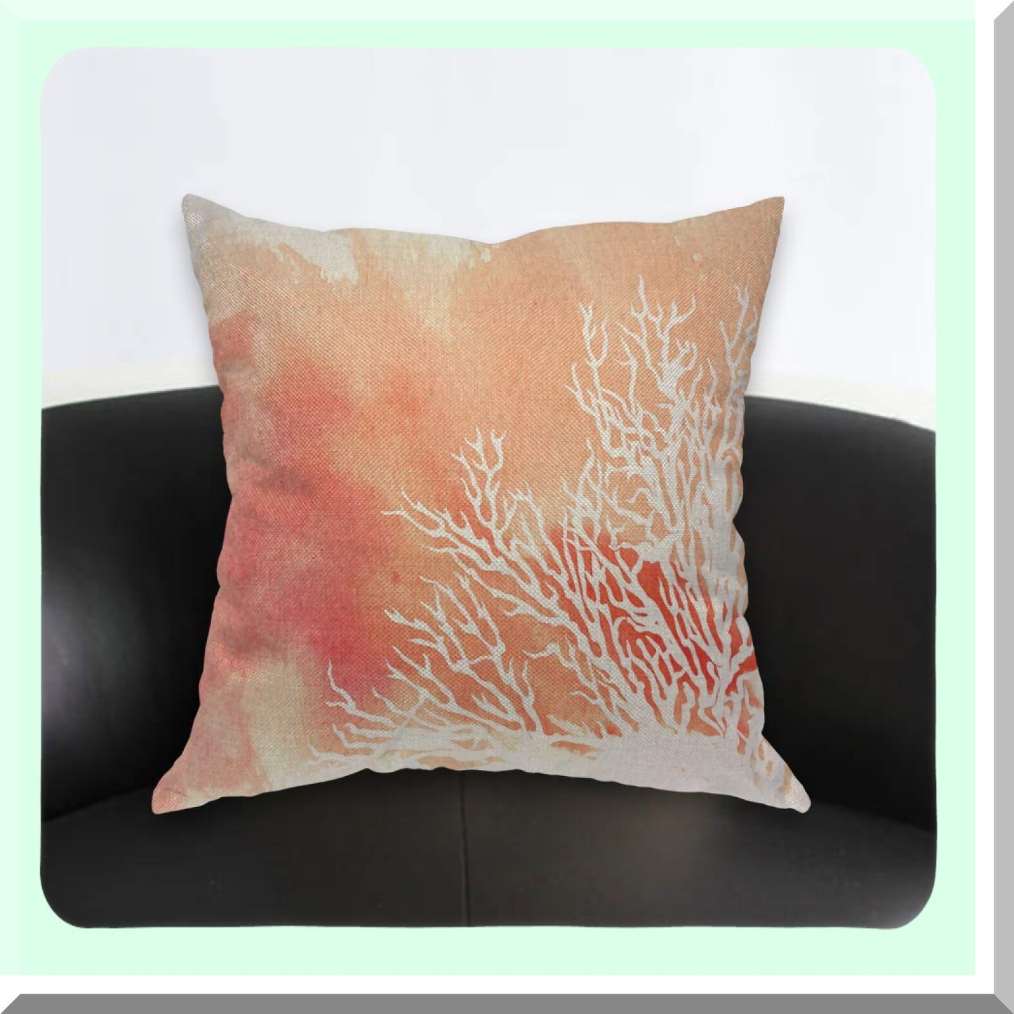 Coral Reef Watercolor Splash Pillow Cover - Artistic Elegance Doodle Orange Case for Home Decor - 18x18 Inch Cushion Cover for Couch or Bed - Men Women Boy Girl Room Accent