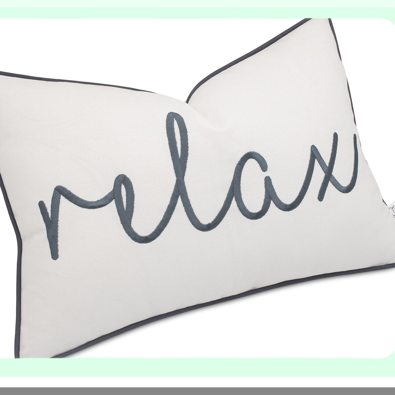 Ivory Bliss Lumbar Throw Pillow Cover - Newlyweds Bedroom Sofa Accent - Relax Sentiment Embroidered - 12x18 Decorative Cushion