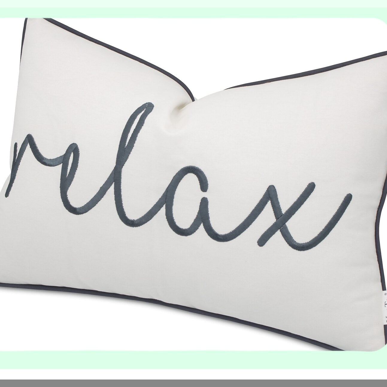 Ivory Bliss Lumbar Throw Pillow Cover - Newlyweds Bedroom Sofa Accent - Relax Sentiment Embroidered - 12x18 Decorative Cushion