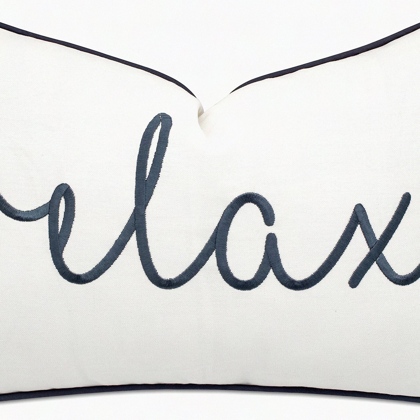 Ivory Bliss Lumbar Throw Pillow Cover - Newlyweds Bedroom Sofa Accent - Relax Sentiment Embroidered - 12x18 Decorative Cushion