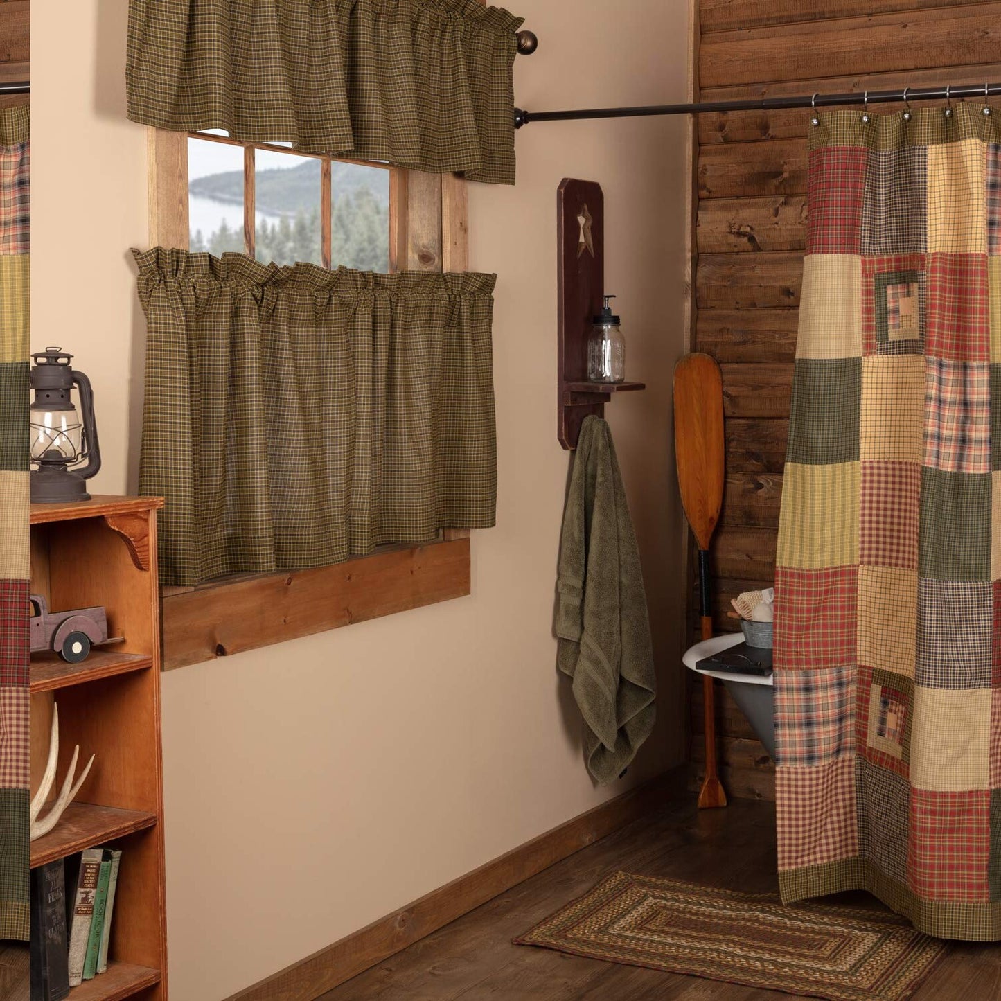 Rustic Green Cotton Shower Curtain 72"x72"