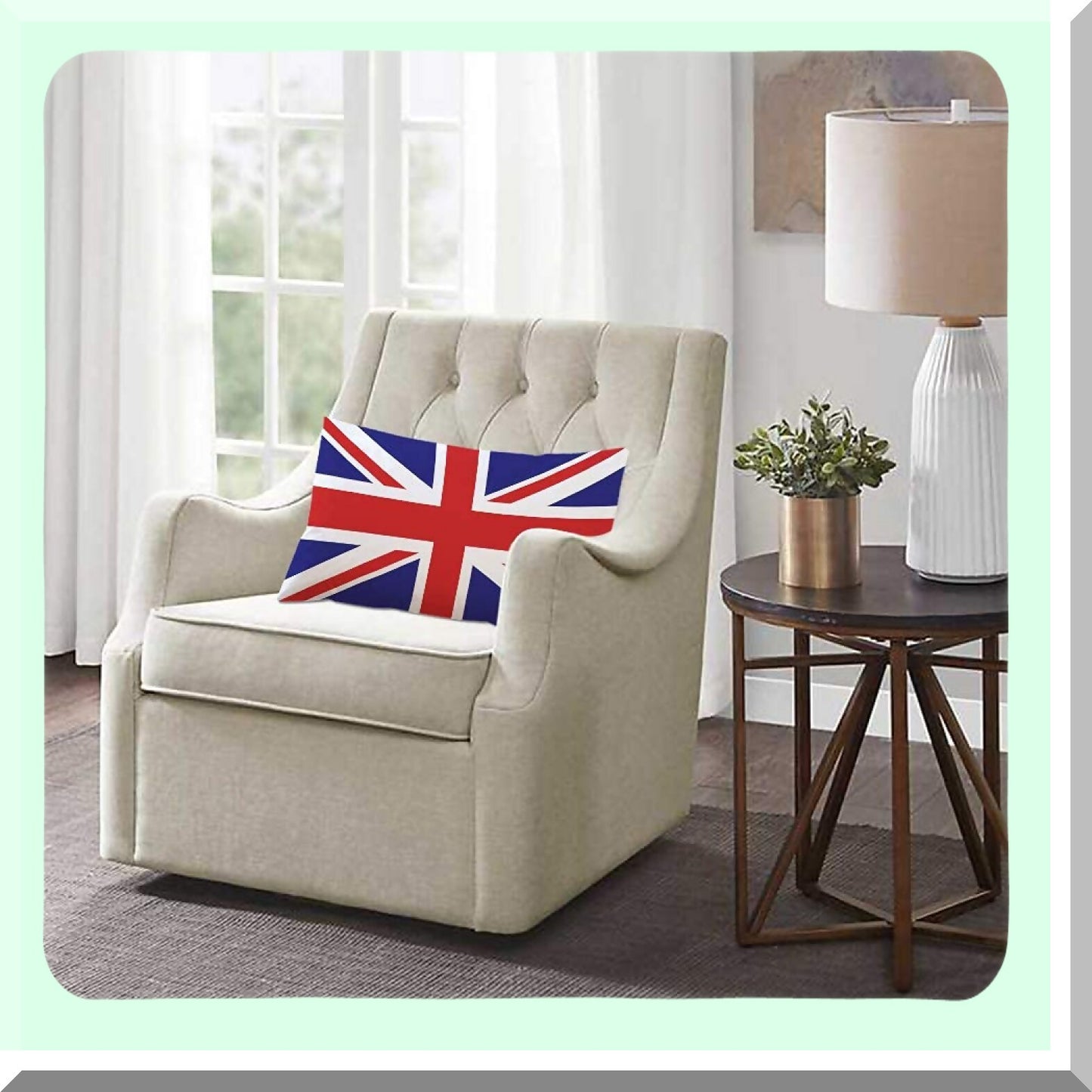 Patriotic Union Jack Flag Decor Lumbar Pillow Case - British Flag Throw Pillow Cover for Sofa Couch Bed - Standard Queen Size 20x30 Inch