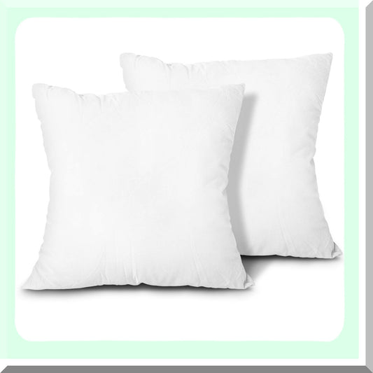 Luxury Plush Pillow Inserts - Set of 2 Hypoallergenic Down Alternative Cushions for Couch, Sham Stuffer, Machine Washable - White, 18x18 - CozyComfort