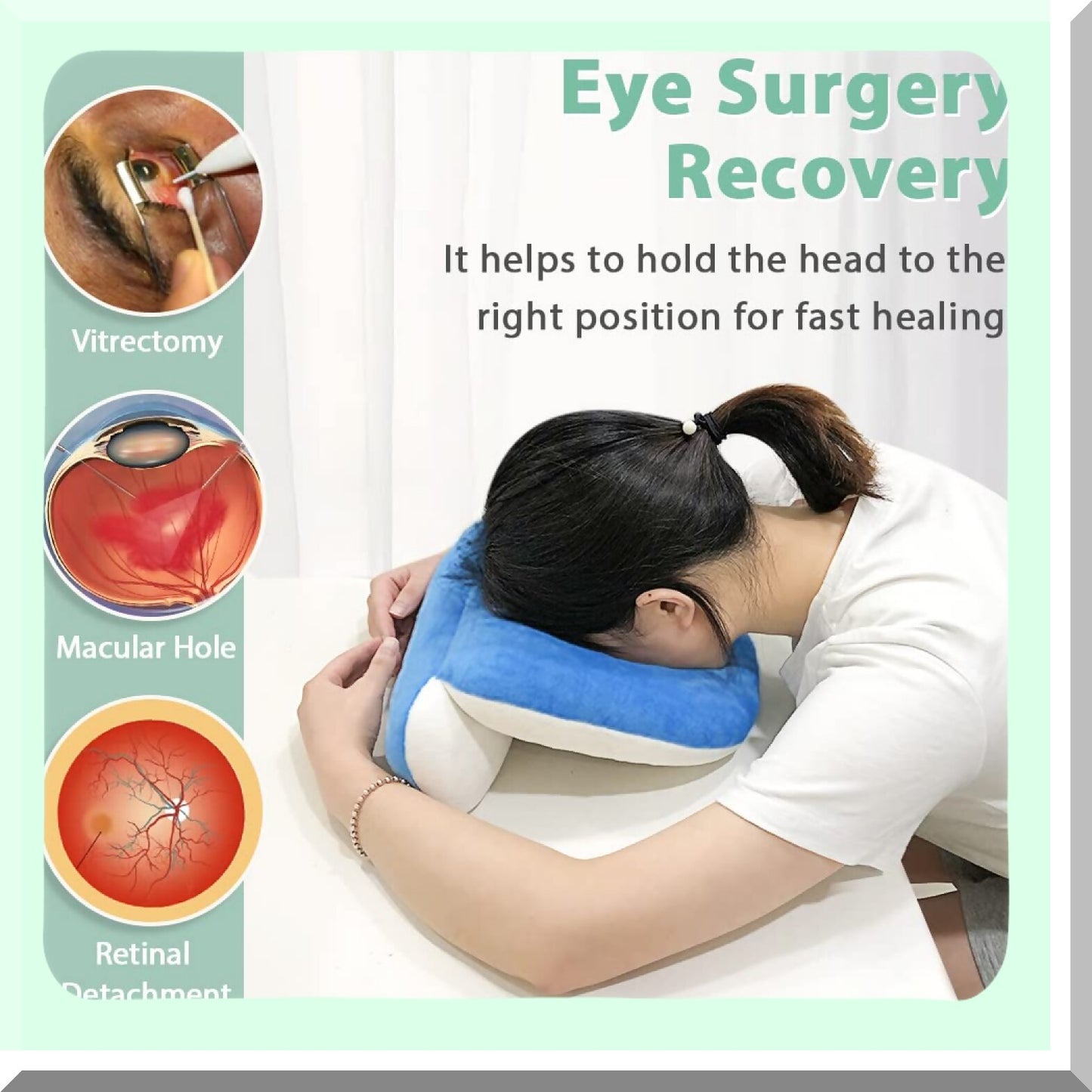 Stomach Sleeper Recovery Pillow - Face Down Cradle Cushion with Head Hole for Post Surgery Napping and Desk Mage Support