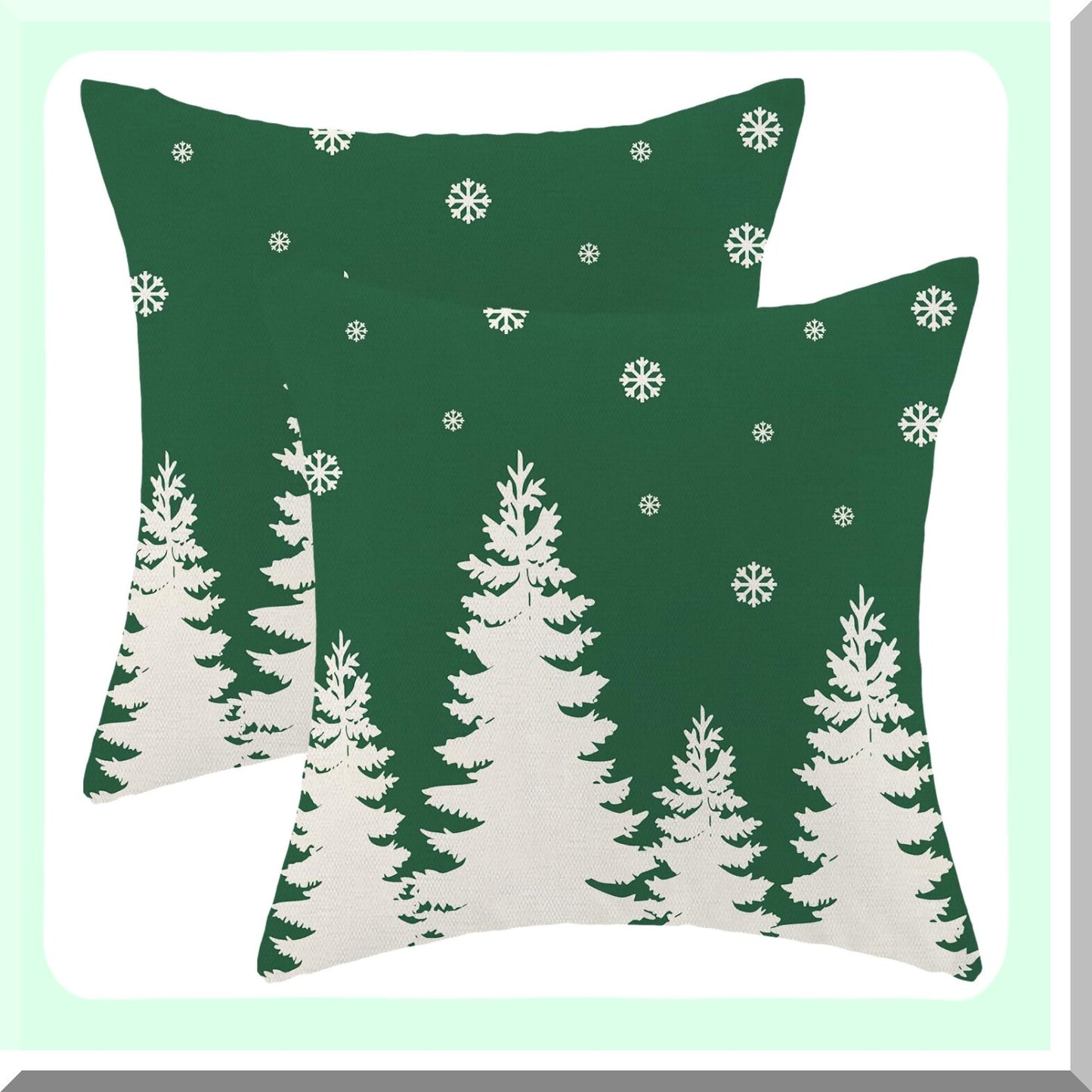 Winter Wonderland Pillow Covers - Set of 2 Sage Green Snowflake Decorative Cushion Cases 20x20 Inch for Xmas Holiday Outdoor Couch Bed Decor