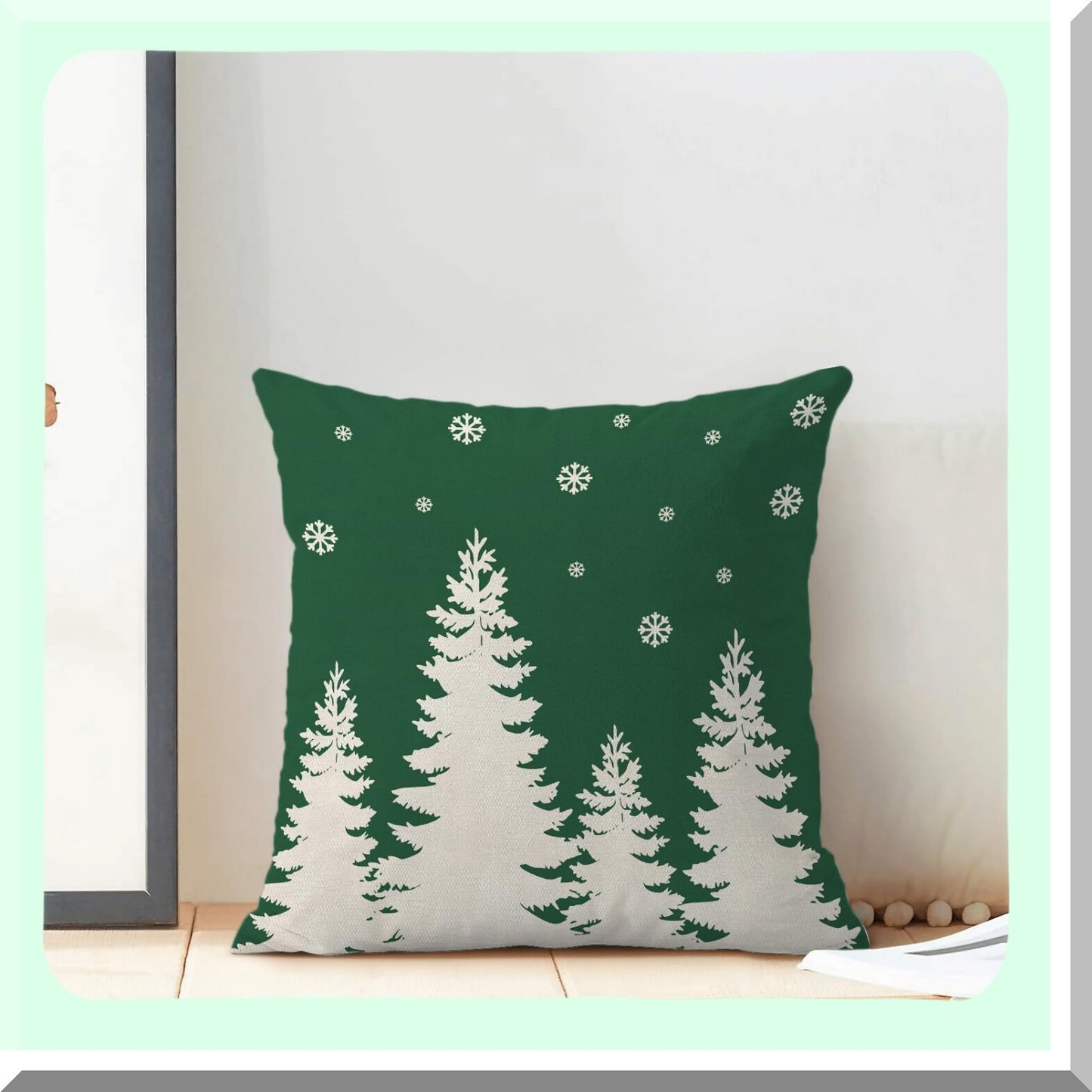 Winter Wonderland Pillow Covers - Set of 2 Sage Green Snowflake Decorative Cushion Cases 20x20 Inch for Xmas Holiday Outdoor Couch Bed Decor