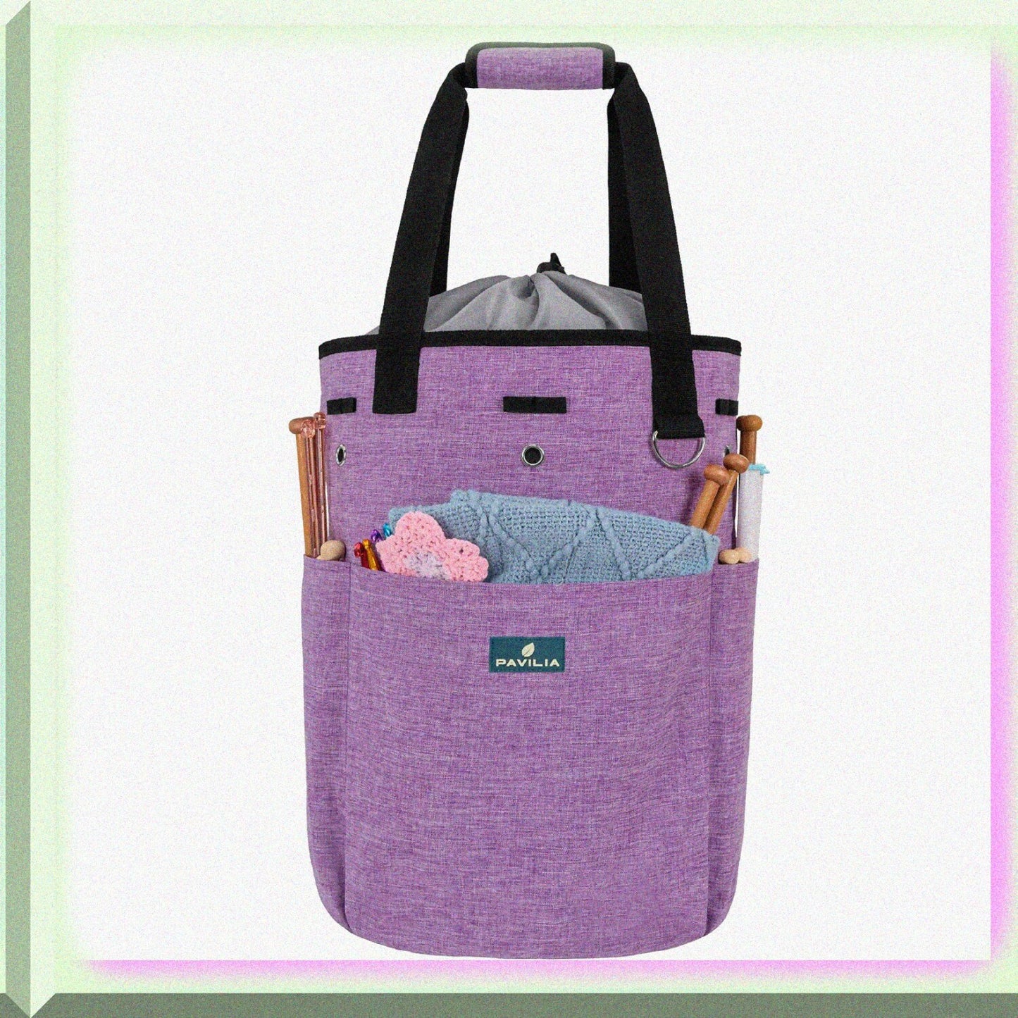 Knitting Bag Crochet Organizer Heather Purple