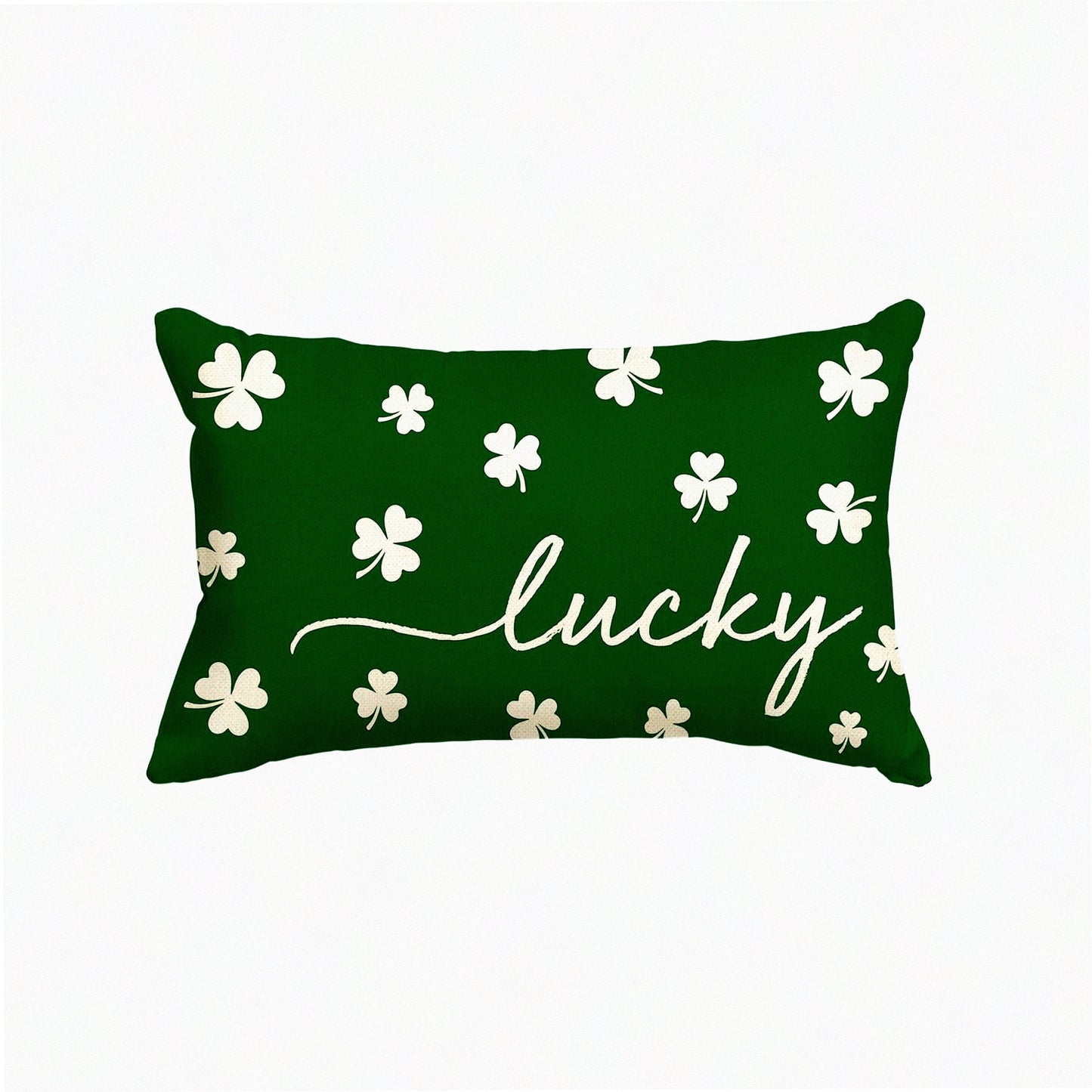 Lucky Clover Shamrock Green Throw Pillow - St. Patrick's Day Decorative Cushion Cover for Sofa Couch - 12 x 20 Inch Decoration