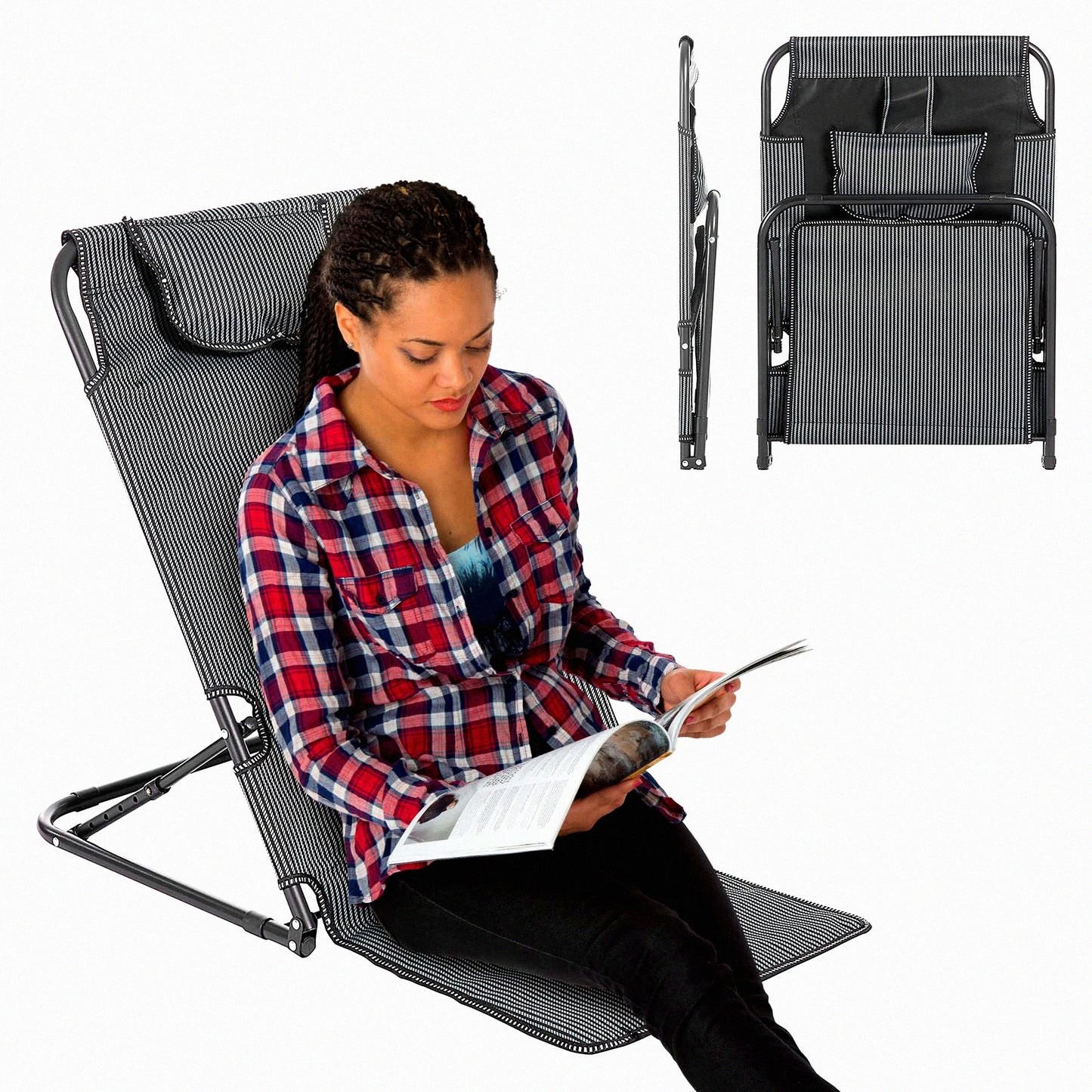 AdjustaLift Bed Backrest - Breathable Reading Chair for Neck, Head, and Lumbar Support. Perfect for Patients and Anyone Sitting Up in Bed. Foldable Design.