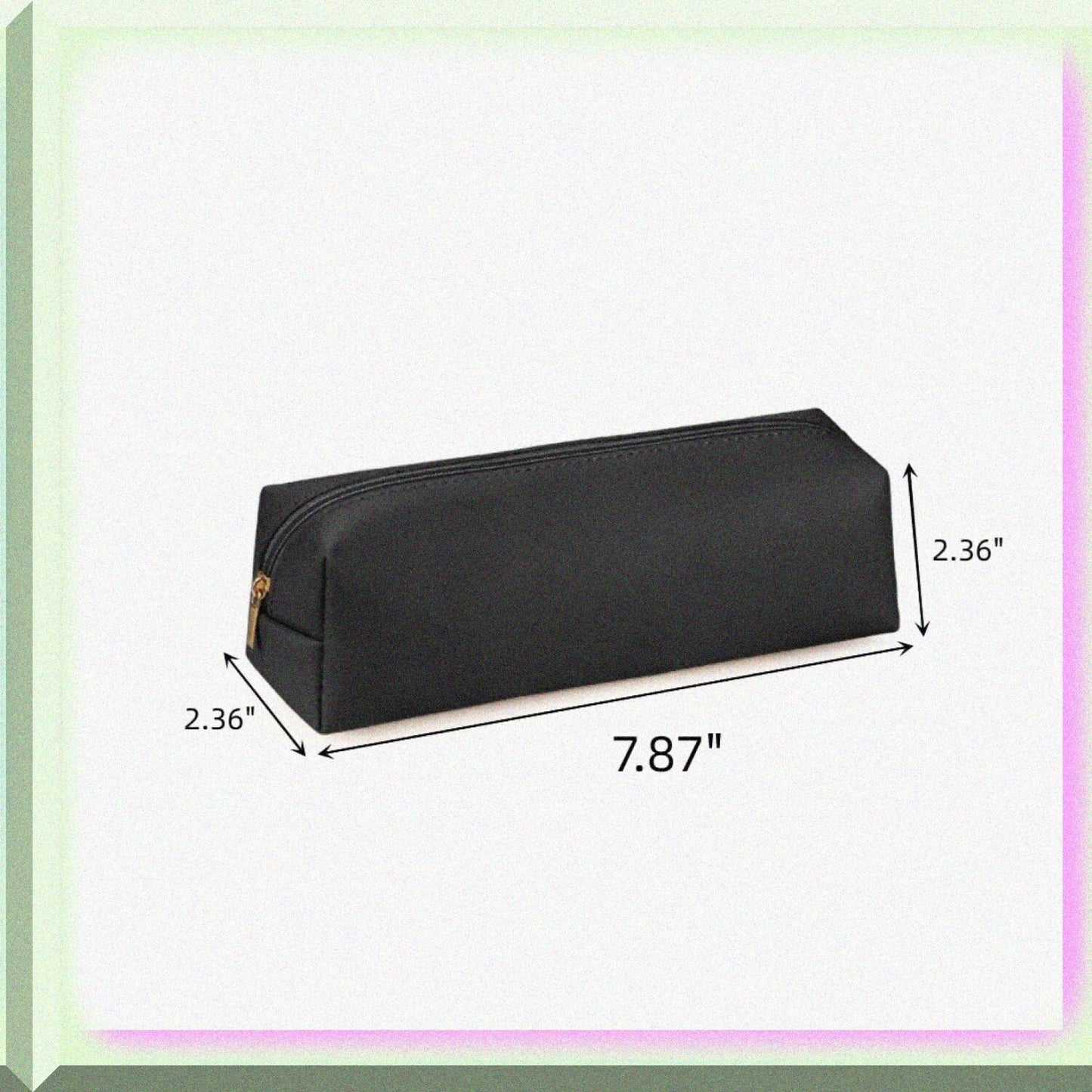 Black PU Leather Pencil Pouch 7.87x2.36x2.36 inches