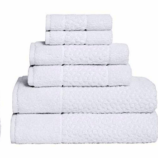 6-Piece Cotton Bath Set with Washcloths White