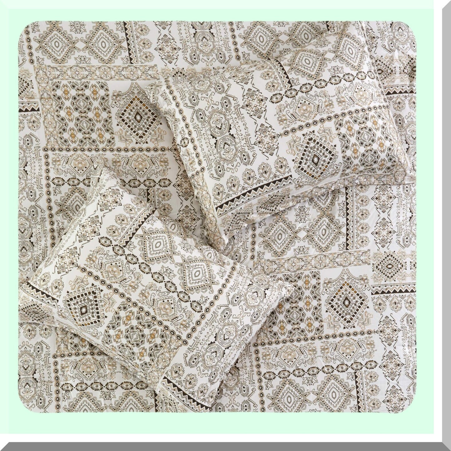 SeasonLux 8-Piece Printed Down Alternative Bedding Set - Shams, Pillows, Sheets - All Season Comfort - Complete Bedroom Ensemble