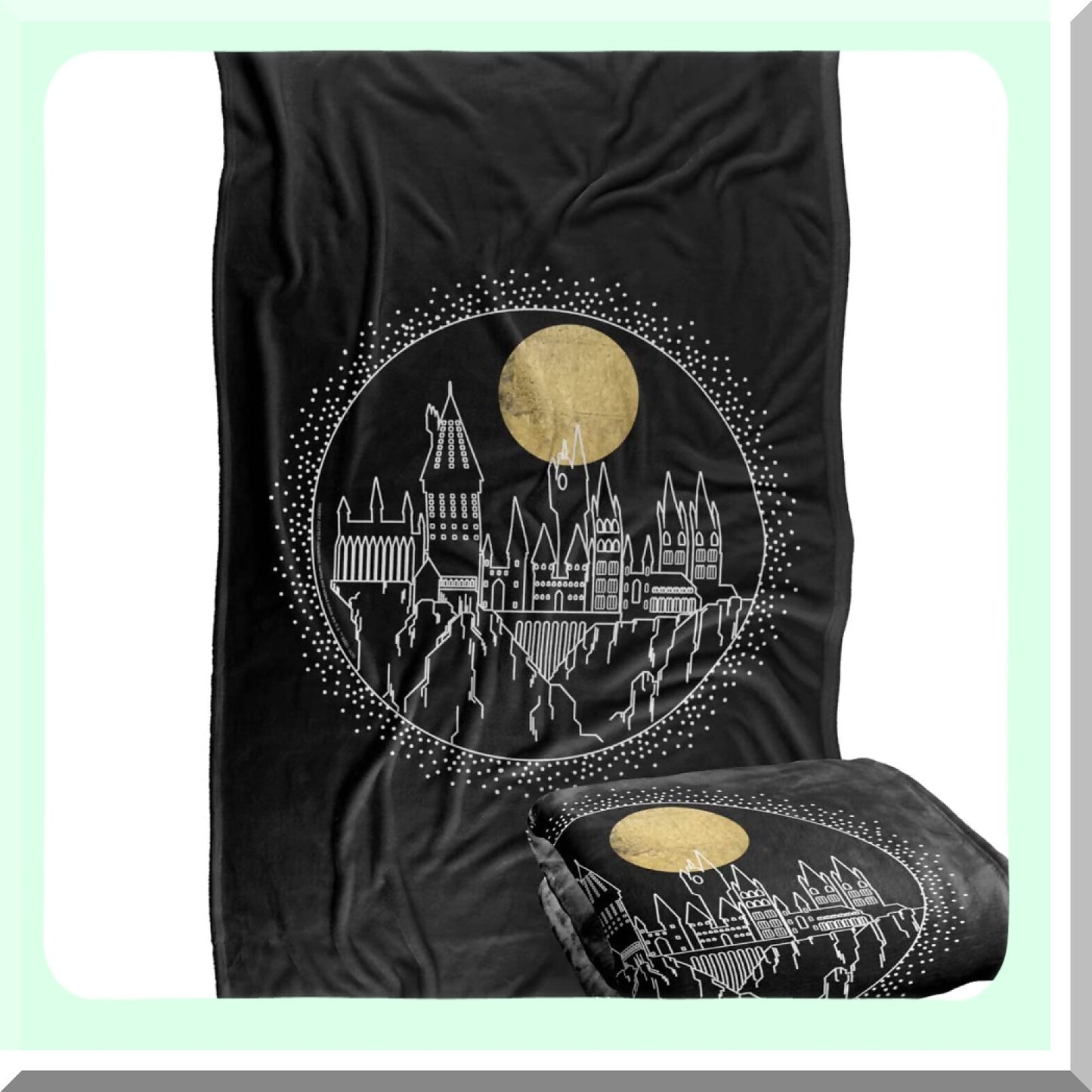 Hogwarts Full Moon Silky Soft Throw Blanket - 36"x58" Harry Potter Line Art Design