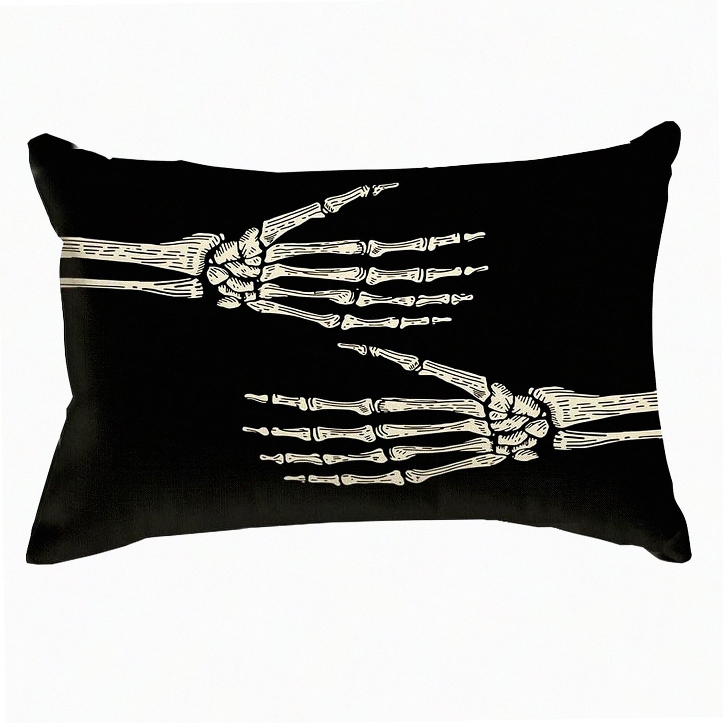 Skeleton Hands Decorative Pillow Cover - Black 12x20 Inch Throw Cushion for Home Party Decorations - Sofa Couch Pillowcases