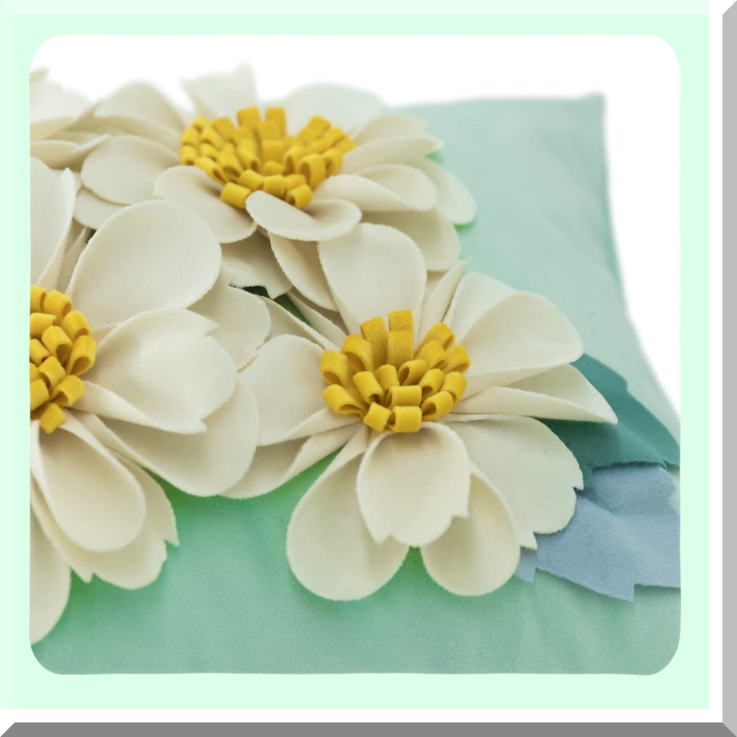 Velvet Blossom 3D Decor Pillow - Soft Cushion Cover for Sofa, Couch, Chair - Home Decor - 12x20 Inches - Green - Floral Throw Pillow Case
