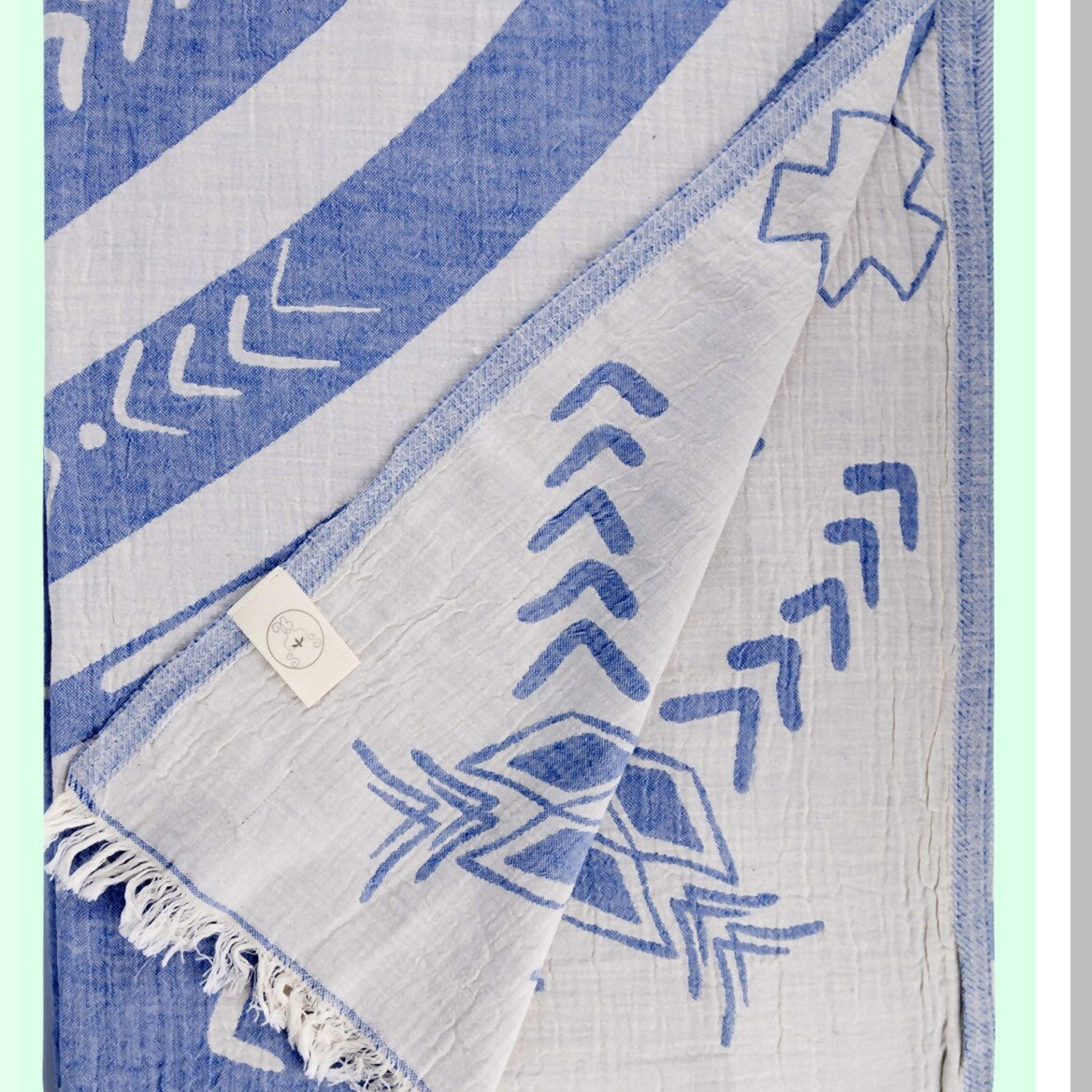 PureComfort XL Cotton Throw Blanket Towel - 75x90 Inches, Grey Blue