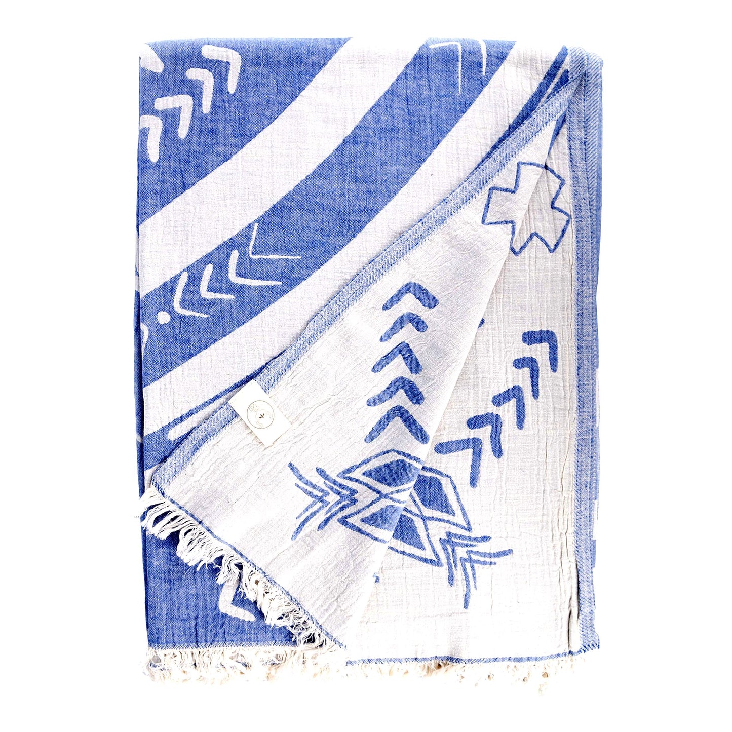 PureComfort XL Cotton Throw Blanket Towel - 75x90 Inches, Grey Blue