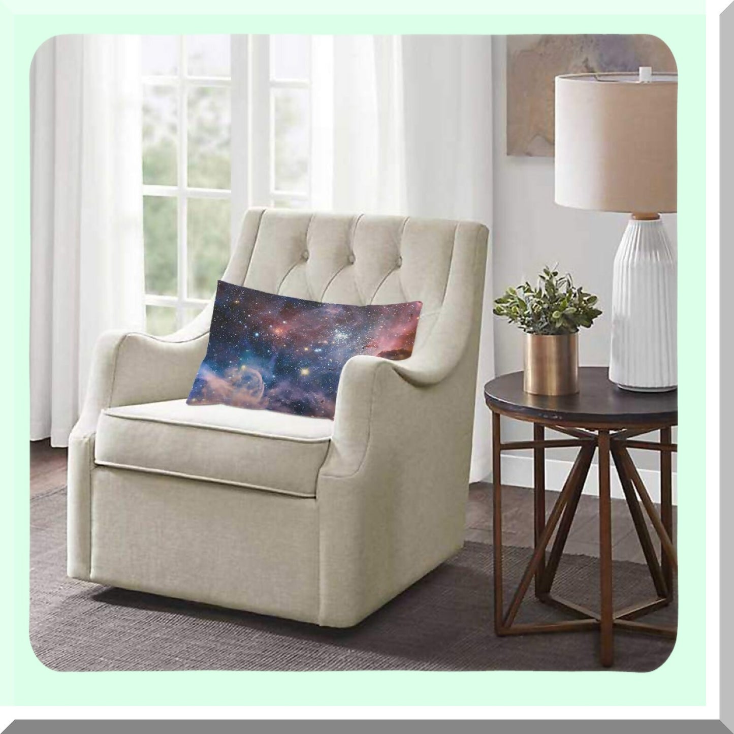 Starry Sky Galaxy Lumbar Pillow Case - Outer Space Universe Decor Cushion for Sofa Couch Bed - Astronomy Art Clouds Theme - Standard Queen Size 20x30 Inch