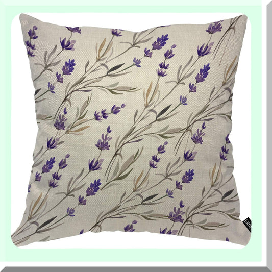 Purple Blossom Cozy Cushion - Lavender Watercolor Throw Pillow Cover for Home Decor - Spring Plants Square Case - Men Women Boys Girls Room Decor - Cotton Linen 18x18 Inch