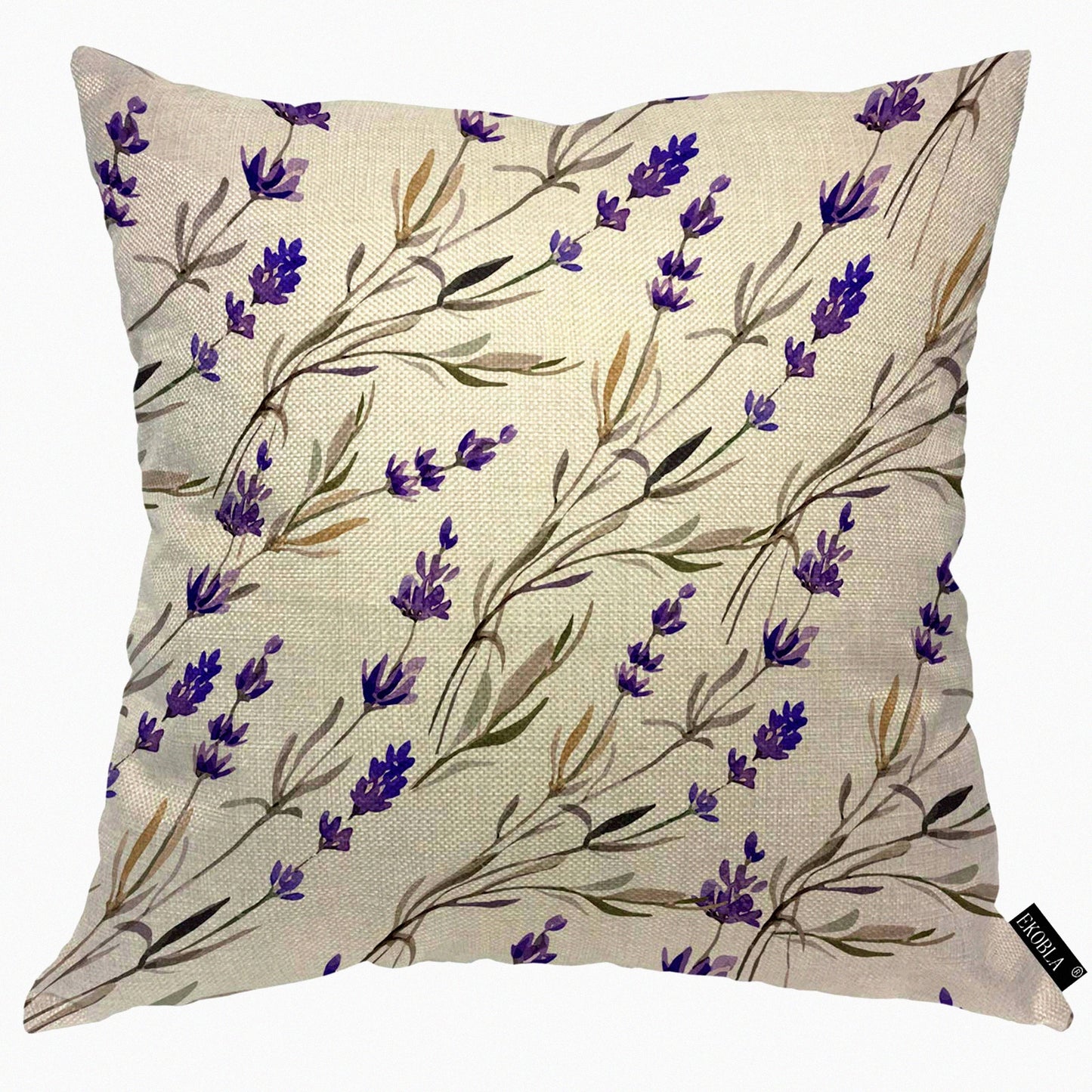 Purple Blossom Cozy Cushion - Lavender Watercolor Throw Pillow Cover for Home Decor - Spring Plants Square Case - Men Women Boys Girls Room Decor - Cotton Linen 18x18 Inch